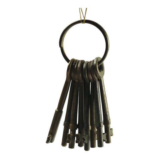 Vintage Railroad Brass Conductors Keyring w/ 9 Adlake Keys, 19/20th c Rare Antique Train Collectible