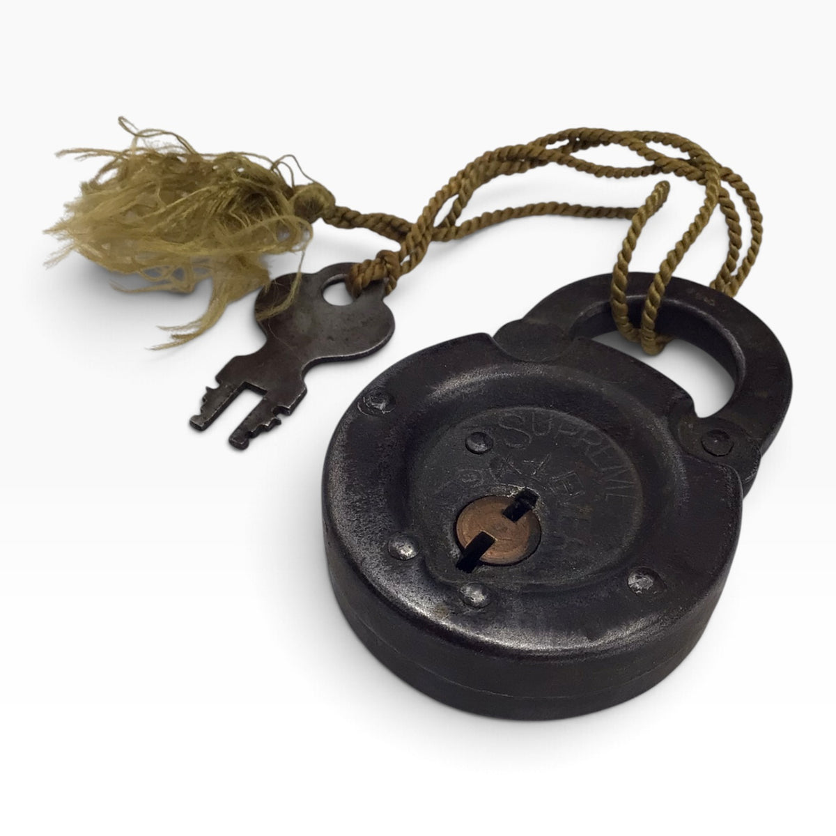 Vintage Supreme Six Lever Pancake Padlock with Original Key