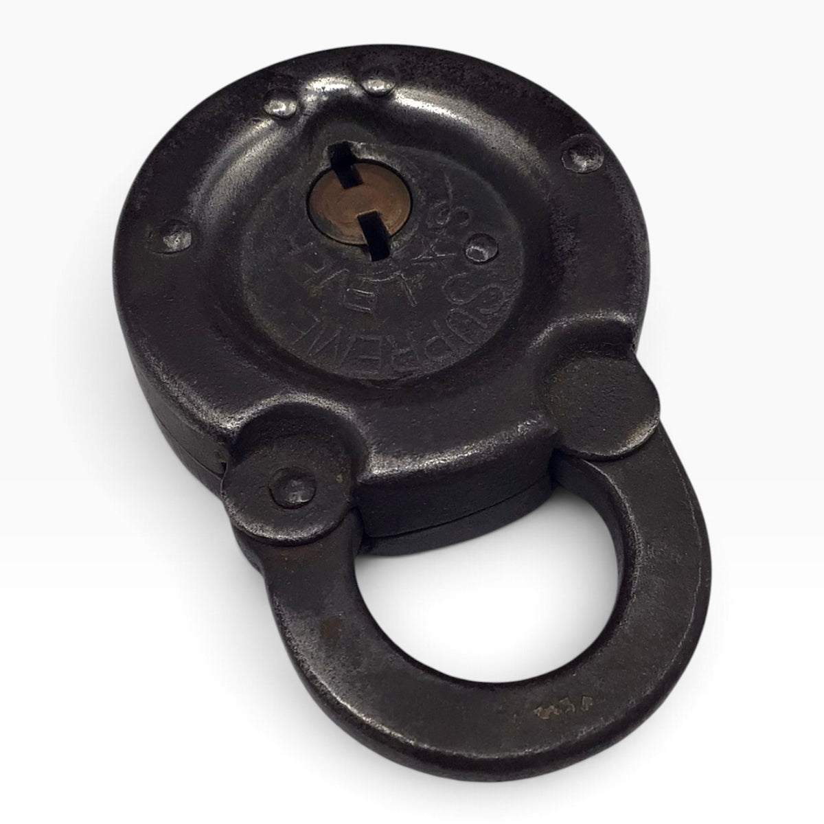 Vintage Supreme Six Lever Pancake Padlock with Original Key
