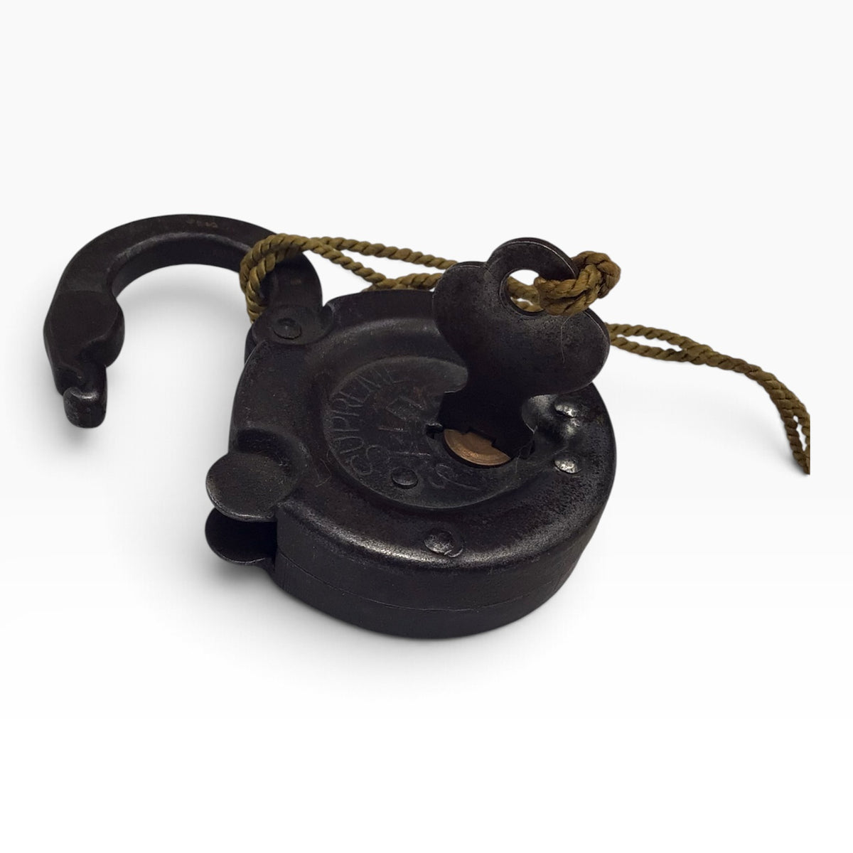 Vintage Supreme Six Lever Pancake Padlock with Original Key