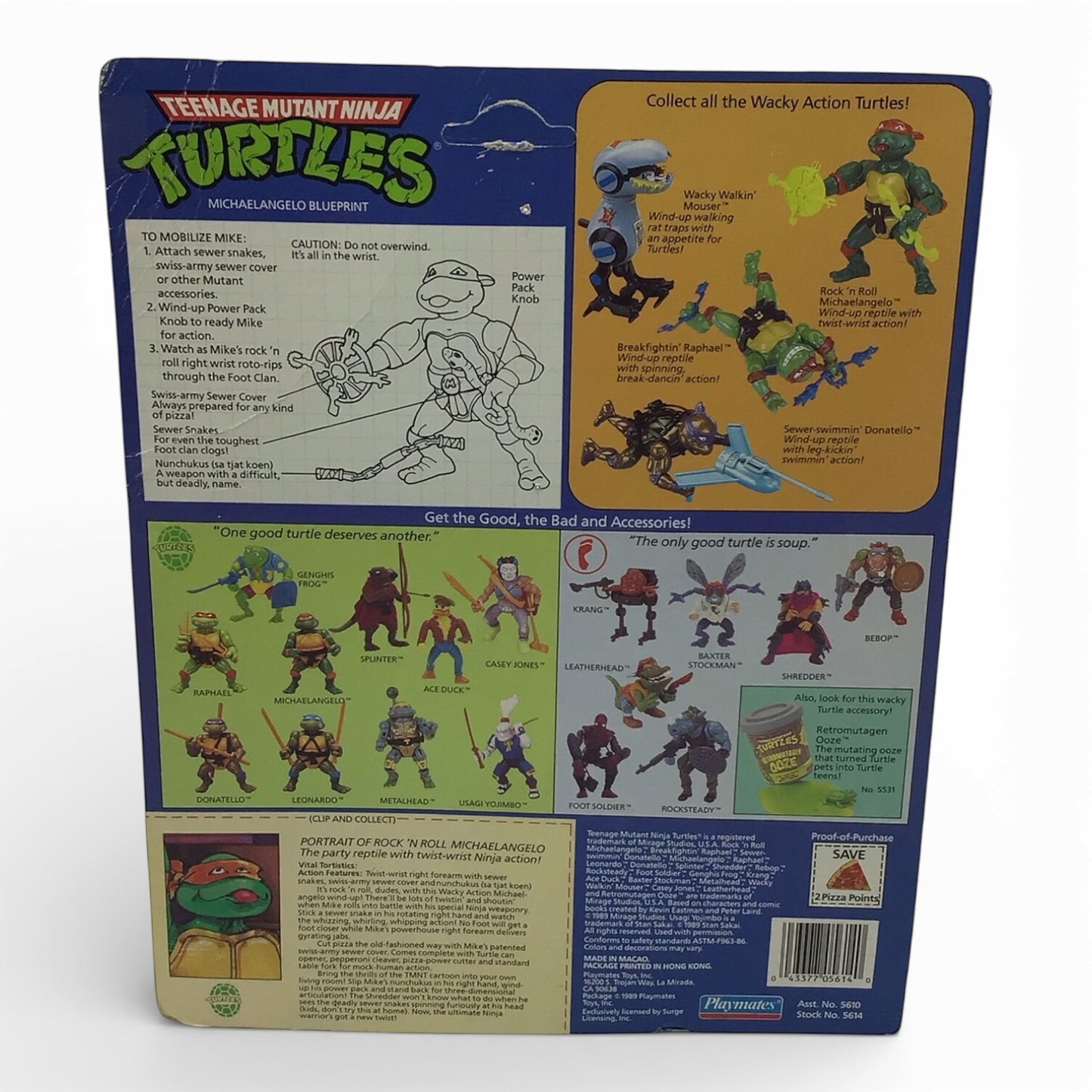 Vintage Teenage Mutant Ninja Turtles Rock n Roll Michaelangelo Action Figure 1989