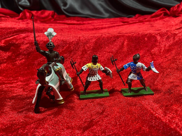 W Britain Tournament Knights #08764 Foot Knights & Mounted Knight *READ*