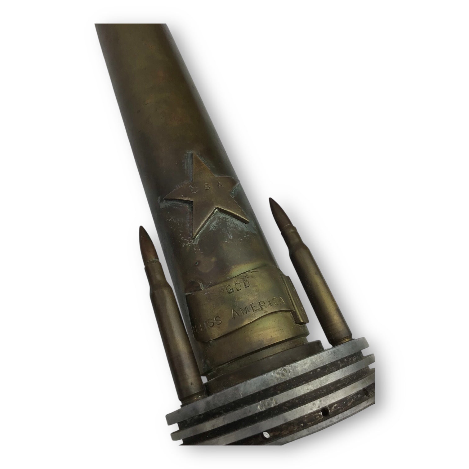 WW1-Era Trench Art Lamp - Artillery Shell Base with Star Motif