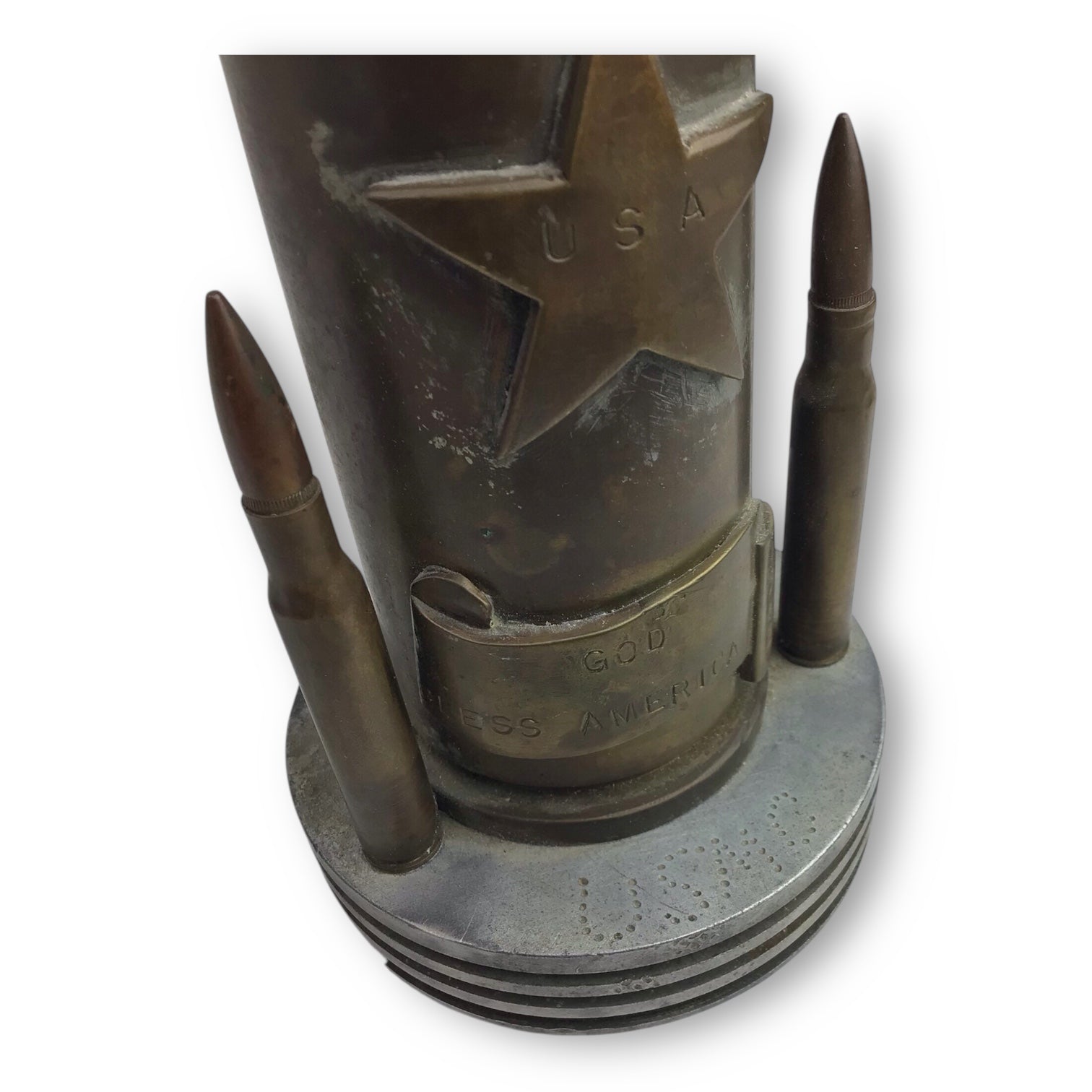 WW1-Era Trench Art Lamp - Artillery Shell Base with Star Motif