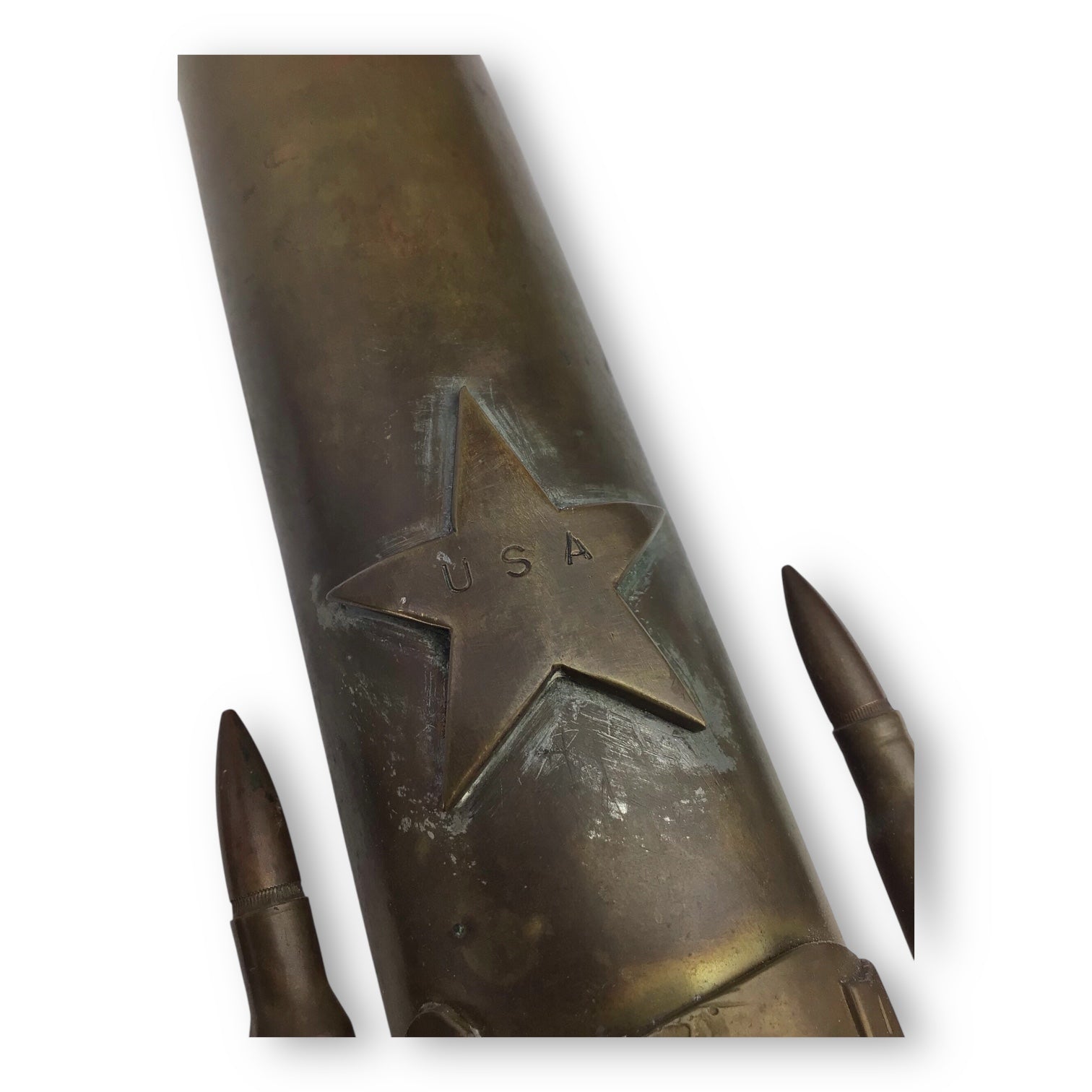 WW1-Era Trench Art Lamp - Artillery Shell Base with Star Motif