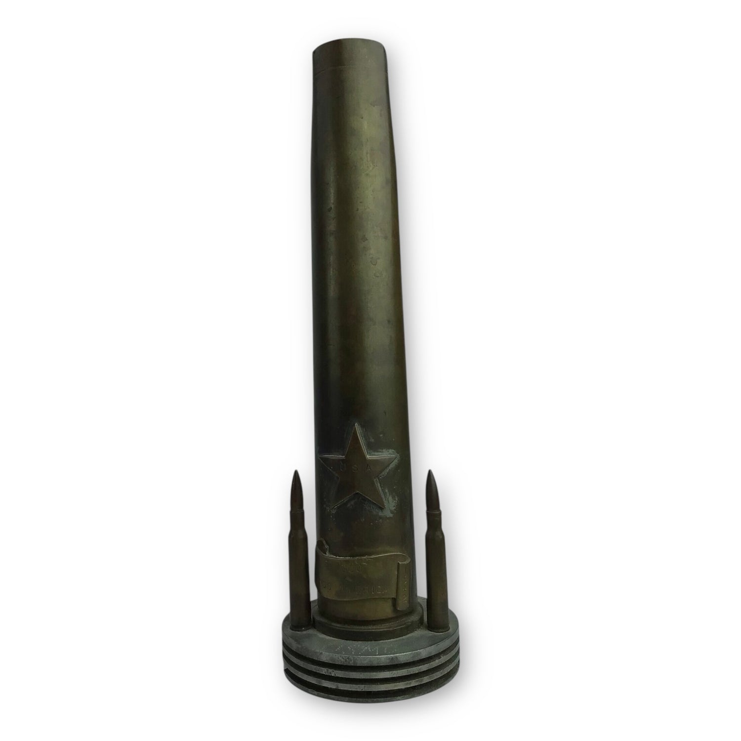 WW1-Era Trench Art Lamp - Artillery Shell Base with Star Motif