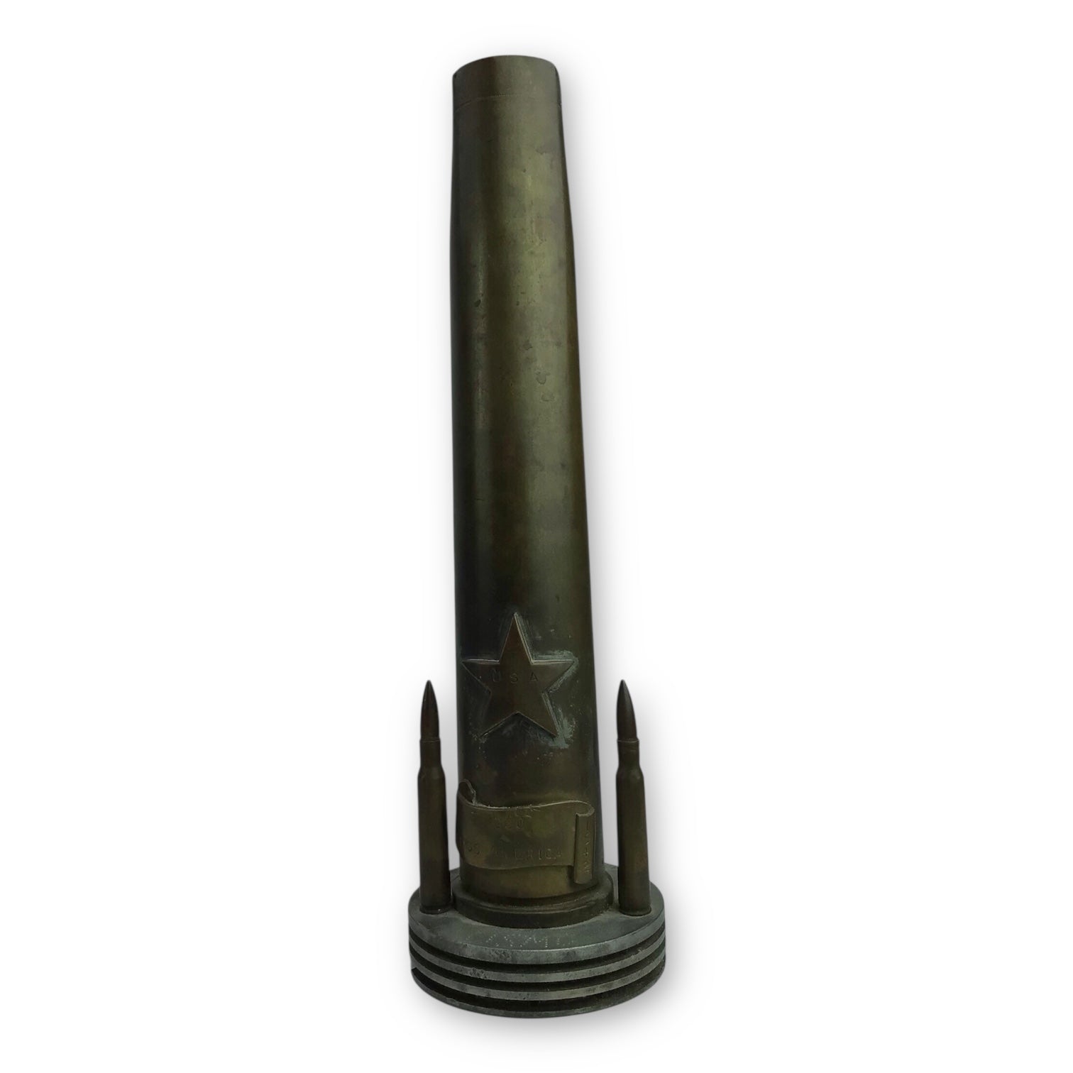 WW1-Era Trench Art Lamp - Artillery Shell Base with Star Motif