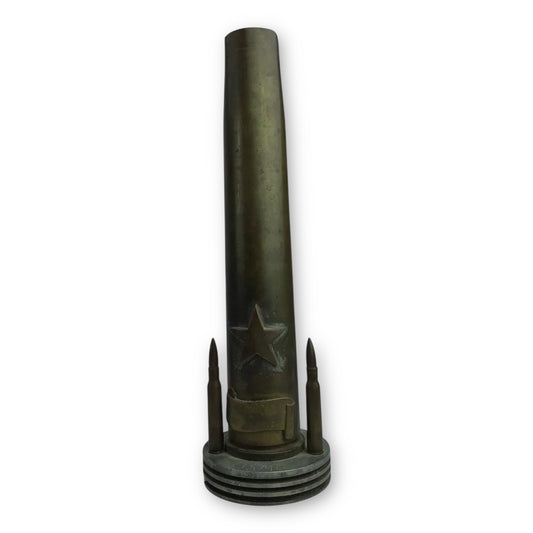 WW1-Era Trench Art Lamp - Artillery Shell Base with Star Motif