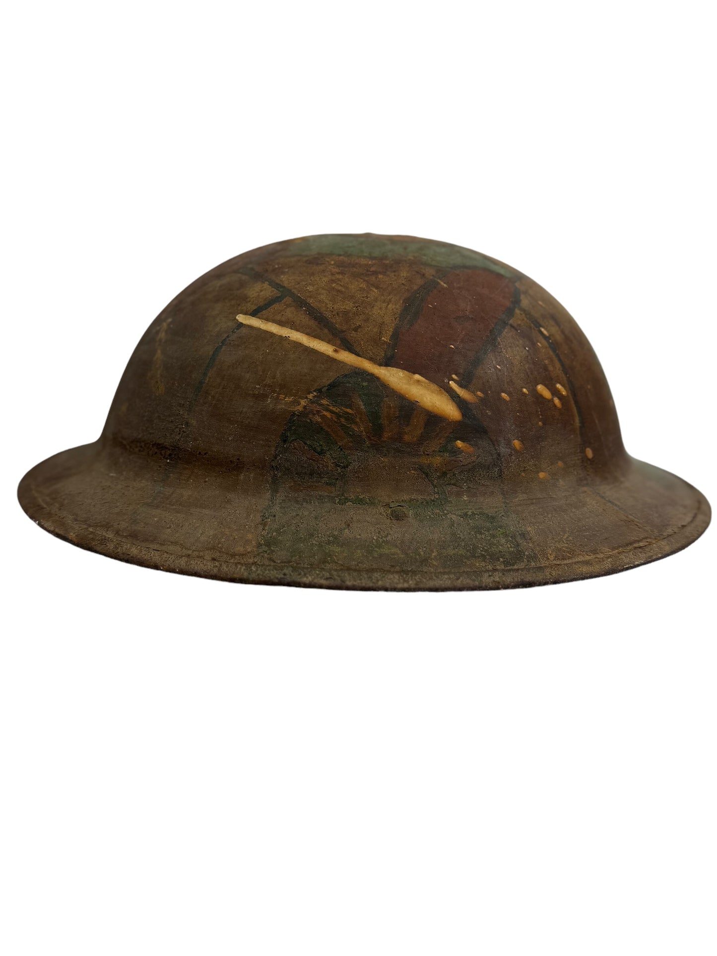 WW1 U.S. or British Doughboy Helmet Shell with Rare Camo + Double Flash Unit Designations!