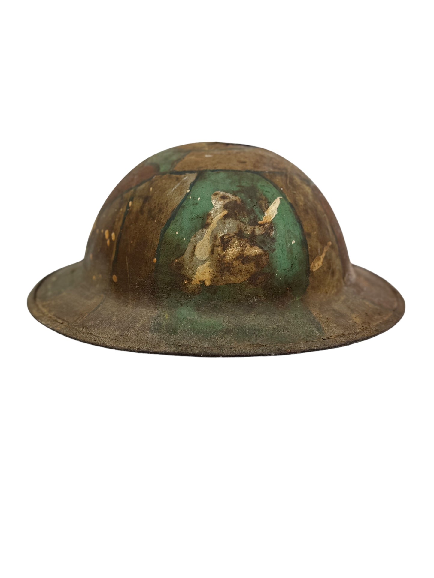 WW1 U.S. or British Doughboy Helmet Shell with Rare Camo + Double Flash Unit Designations!