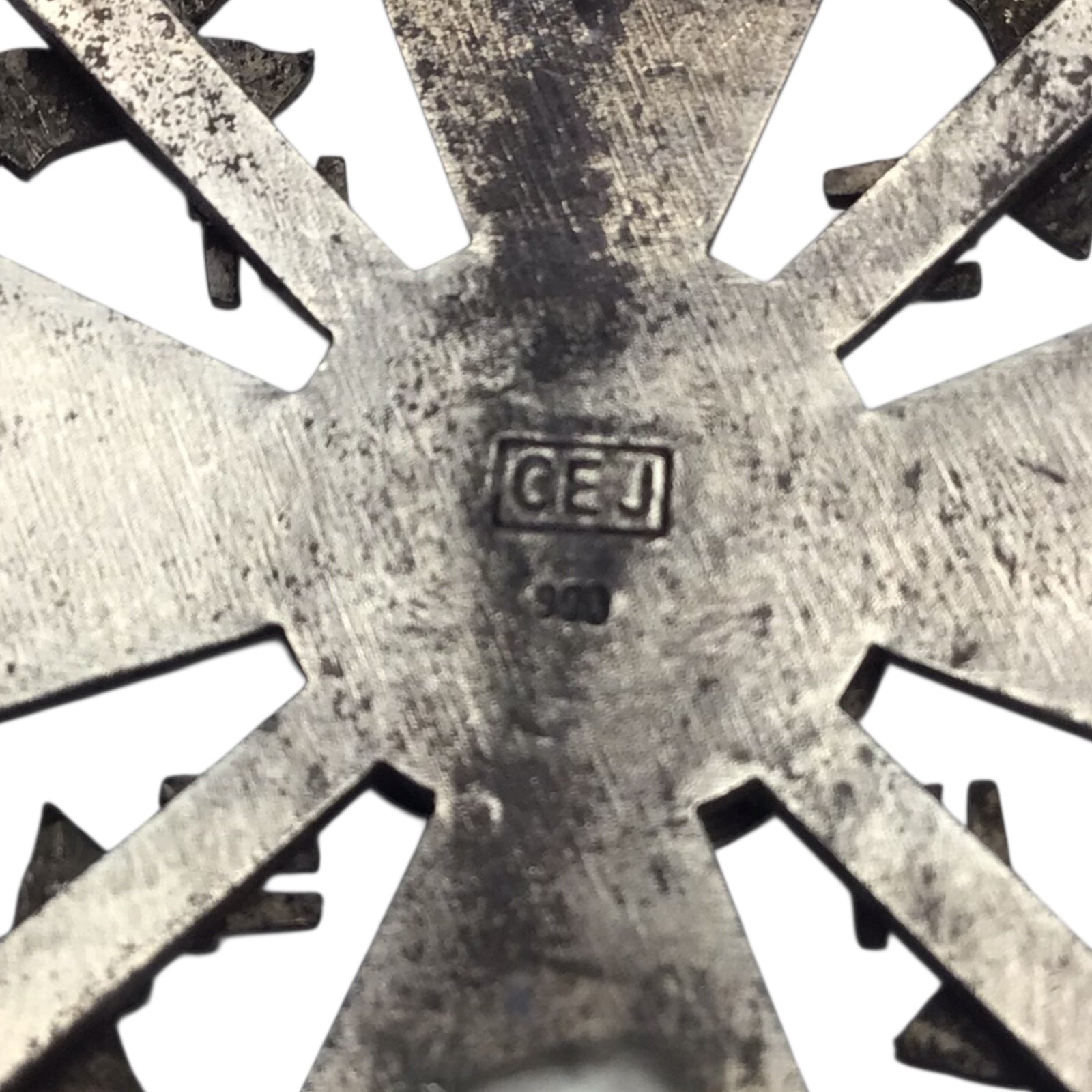 WW2 German Spanish Cross in Silver w/ Swords Marked "CEJ"