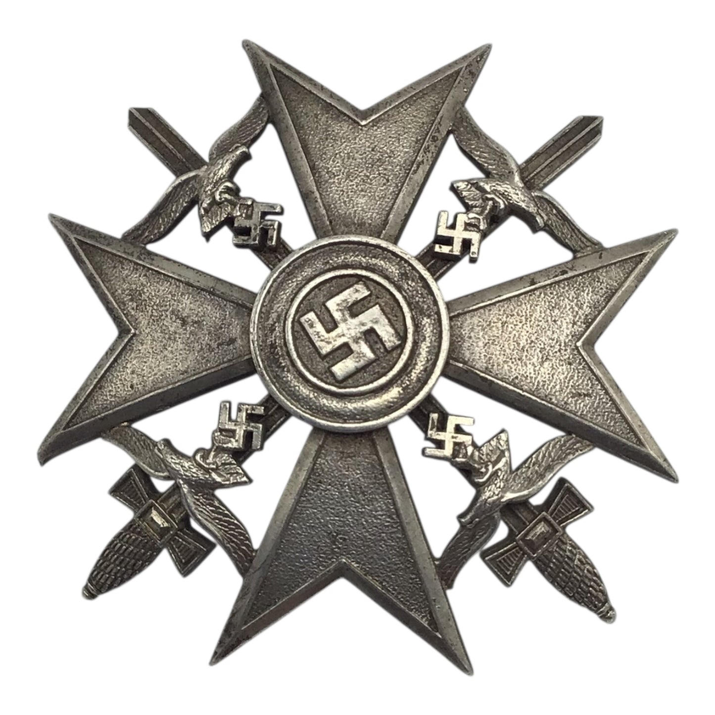 WW2 German Spanish Cross in Silver w/ Swords Marked "CEJ"