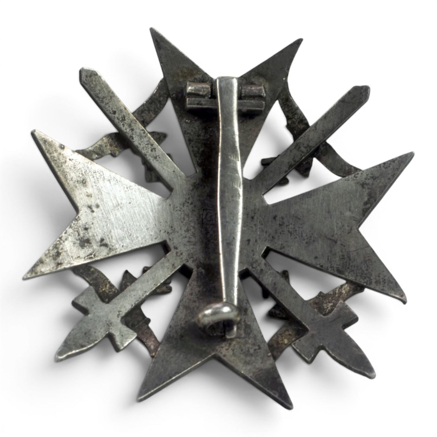 WW2 German Spanish Cross in Silver with Swords maker marked "CEJ" for CE Juncker Berlin