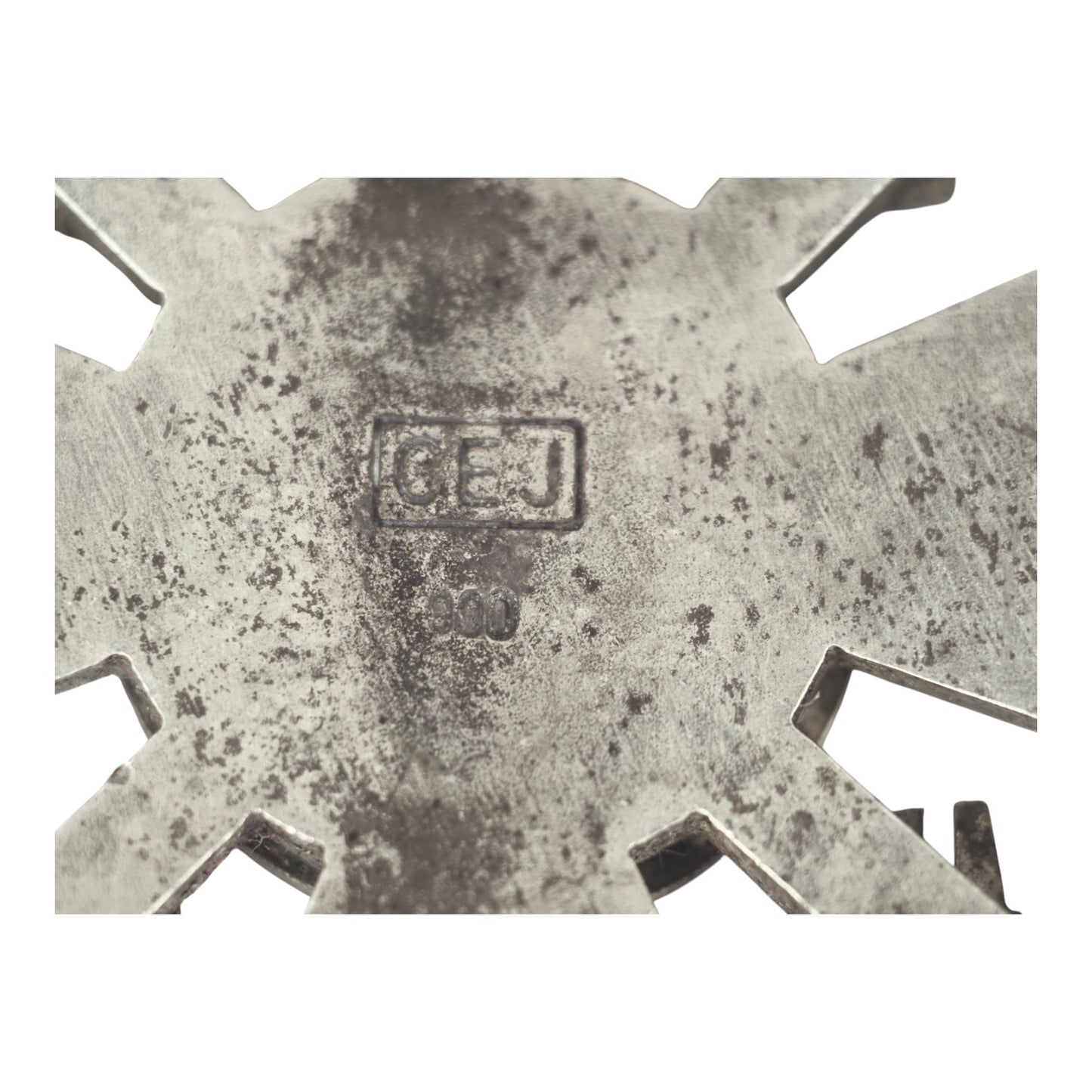 WW2 German Spanish Cross in Silver with Swords maker marked "CEJ" for CE Juncker Berlin