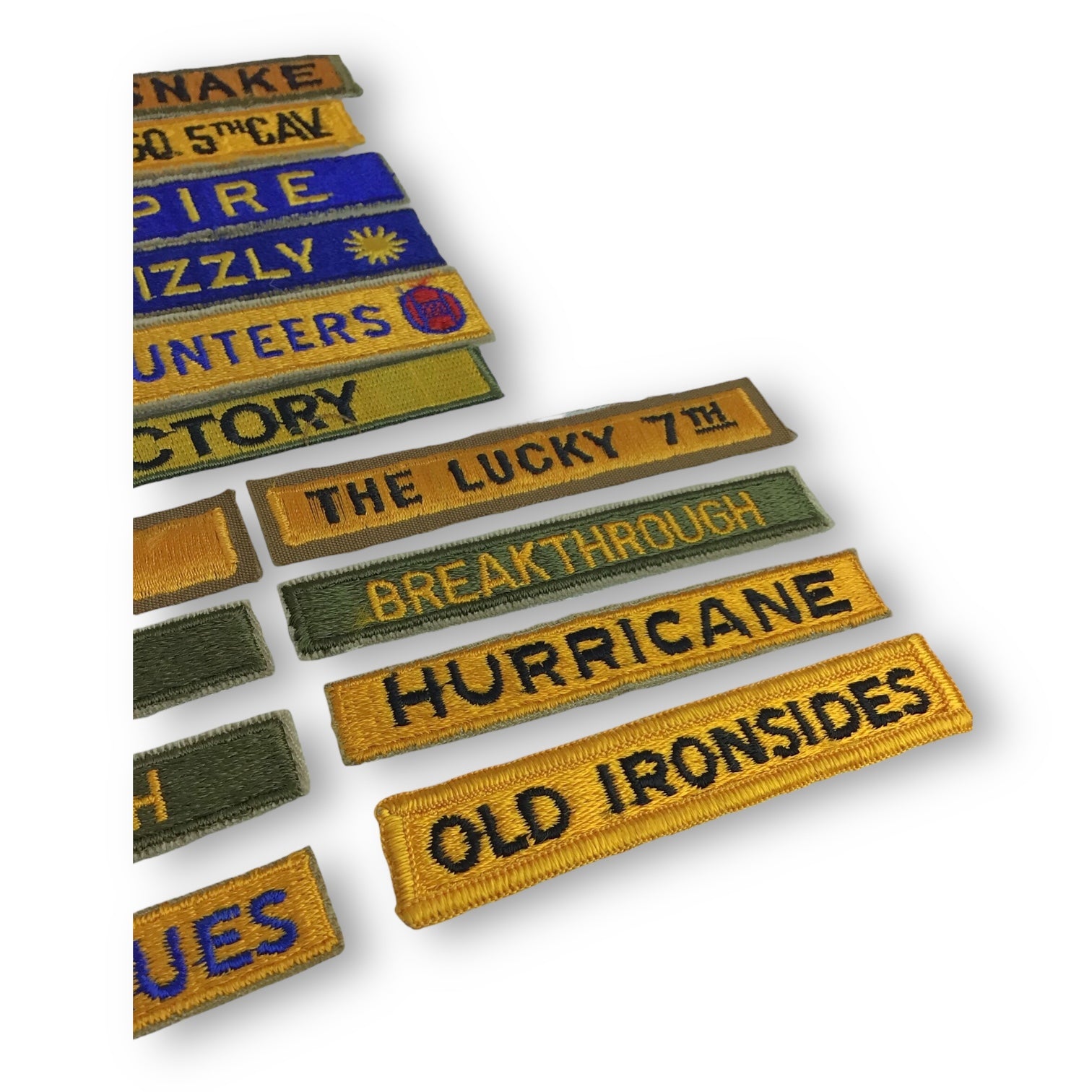 WW2 U.S. Grouping of 16 Armor Shoulder Tabs Some Possibly Theater-Made