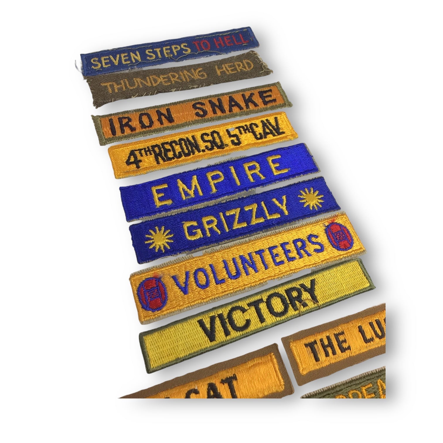 WW2 U.S. Grouping of 16 Armor Shoulder Tabs Some Possibly Theater-Made