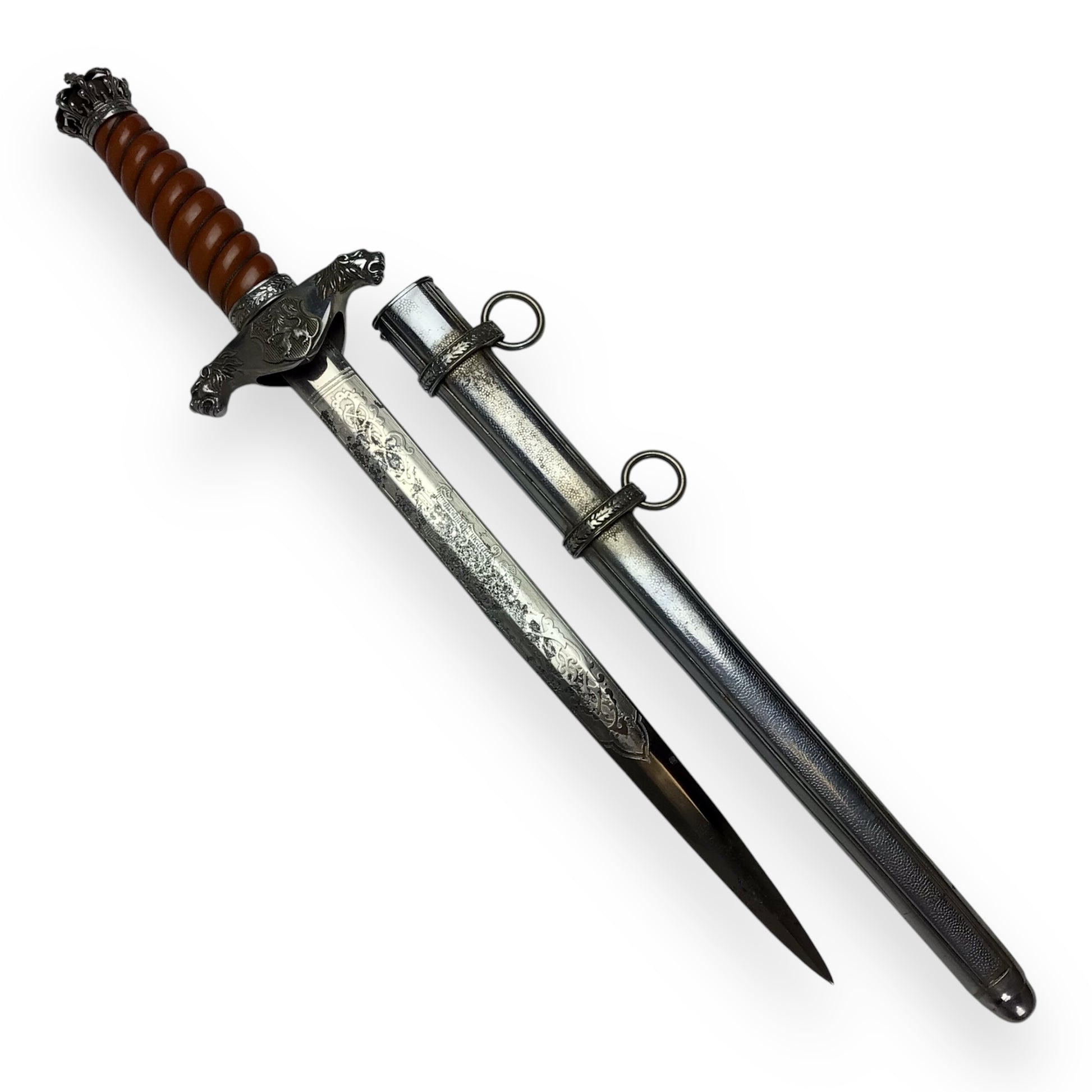 WWII Bulgarian Royal Infantry Officer Dagger with Sheath – Rare Engraved Blade