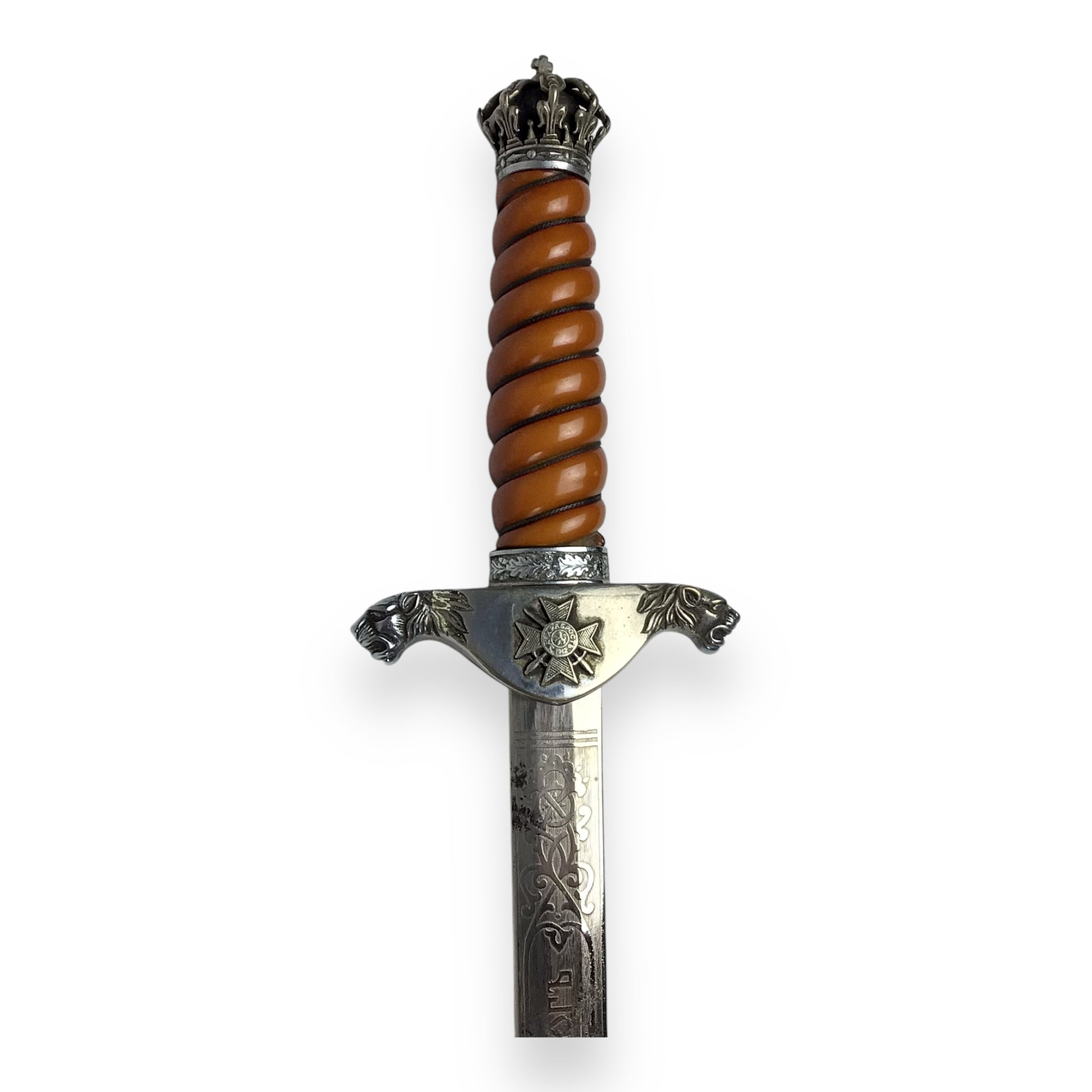 WWII Bulgarian Royal Infantry Officer Dagger with Sheath – Rare Engraved Blade
