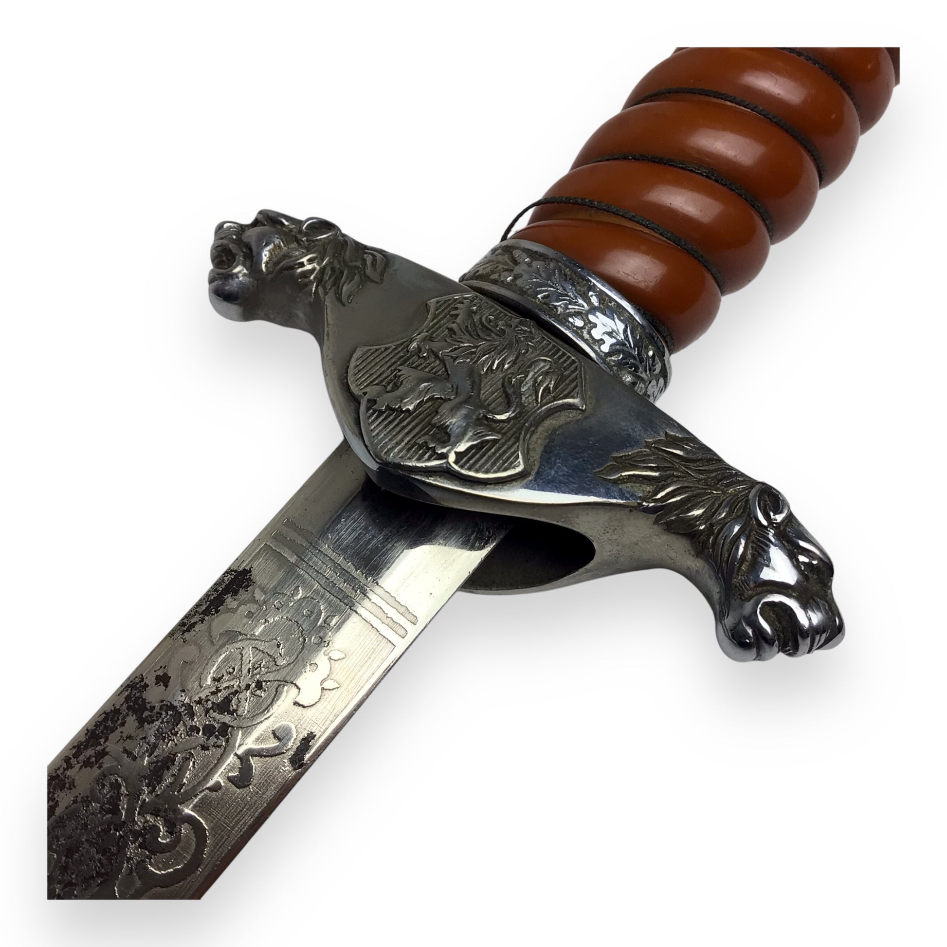 WWII Bulgarian Royal Infantry Officer Dagger with Sheath – Rare Engraved Blade