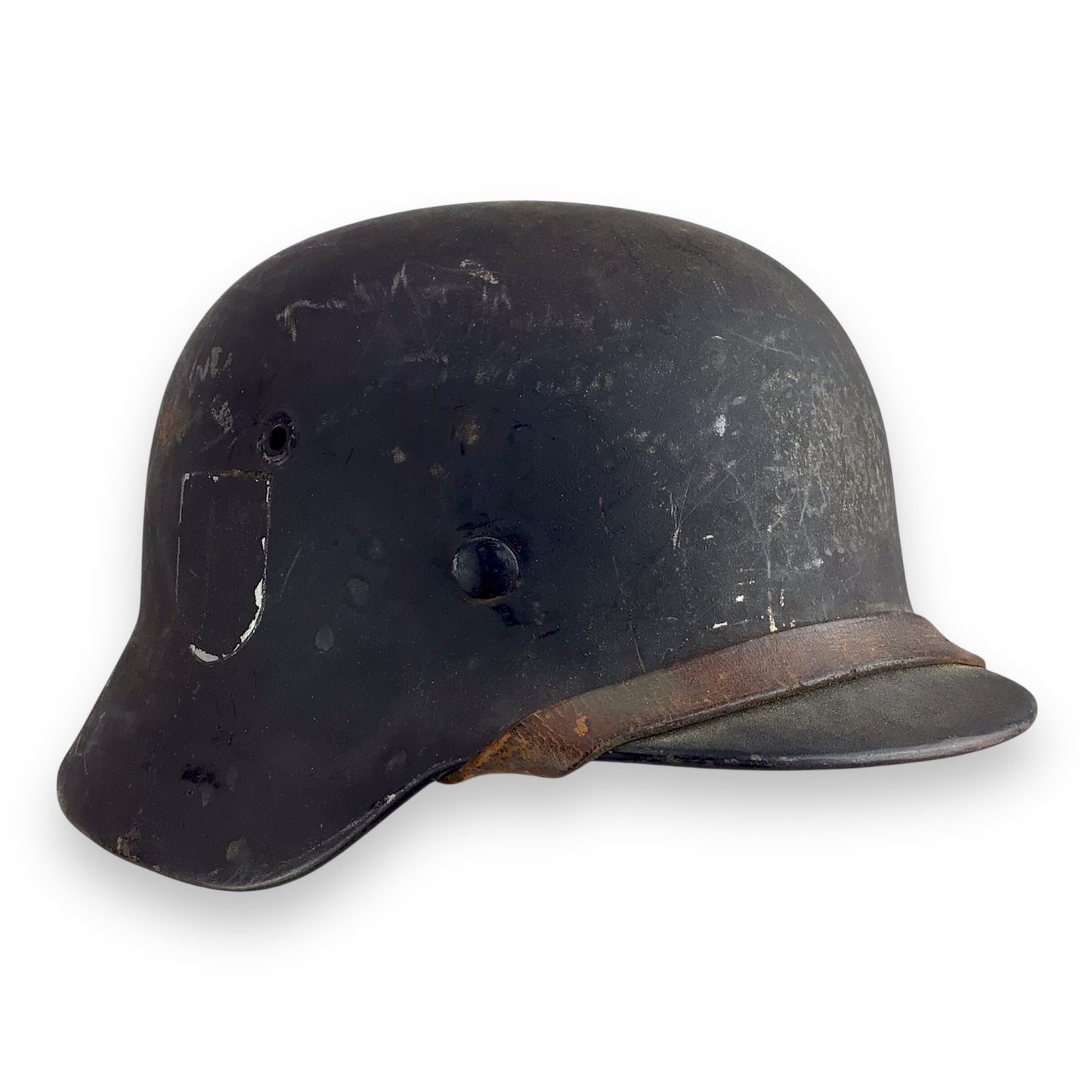 Waffen-SS Double Decal Helmet NAMED, M40 ET64 Lot 898, Size 56 | Decals Removed Intact Strap & Liner
