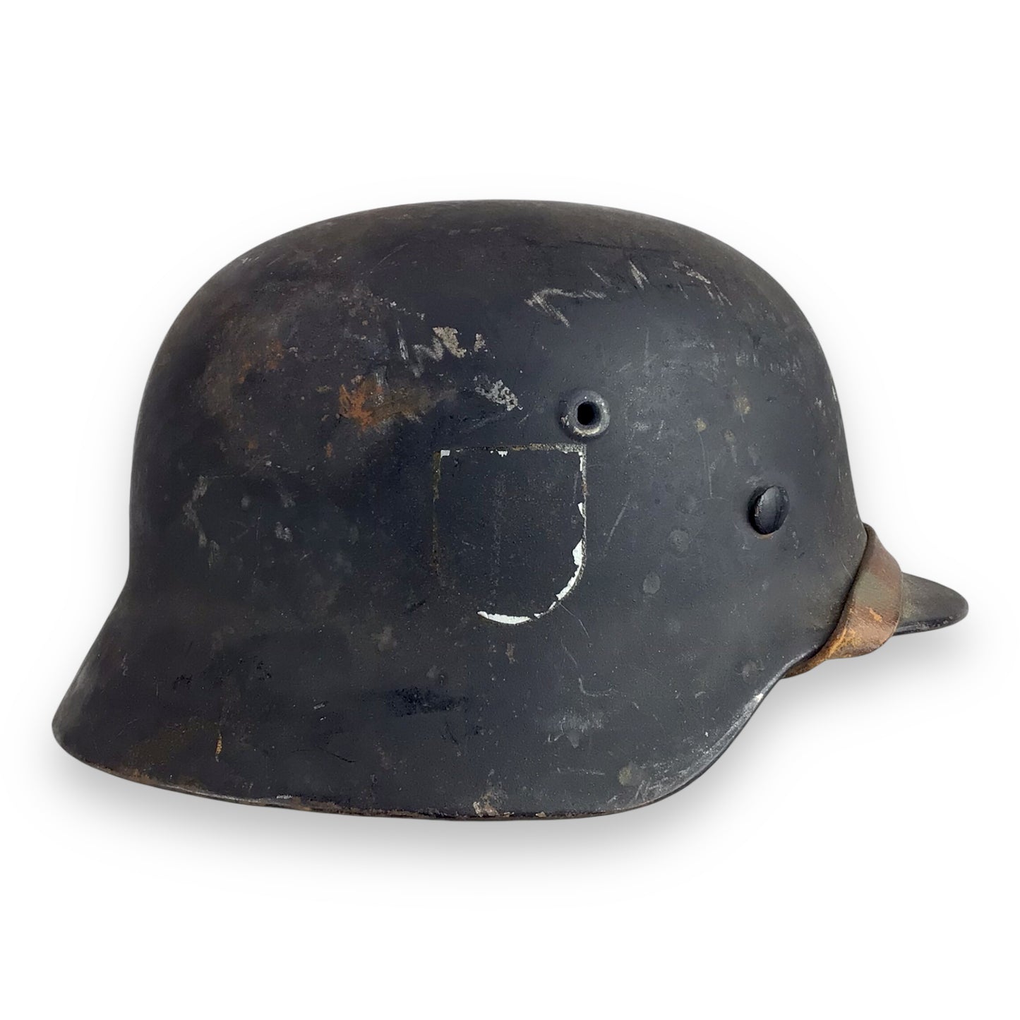 Waffen-SS Double Decal Helmet NAMED, M40 ET64 Lot 898, Size 56 | Decals Removed Intact Strap & Liner
