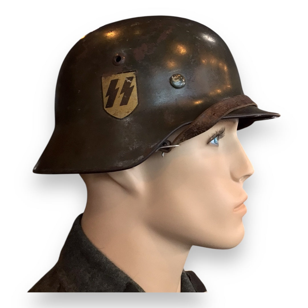 Waffen-SS M35 Double Decal Helmet ET64 – Rare Early Combat Issue | German WW2 Relic