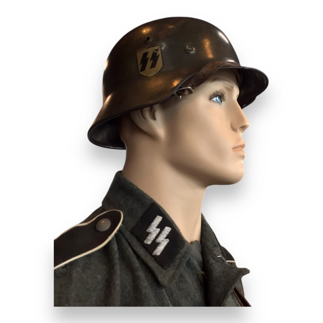 Waffen-SS M35 Double Decal Helmet ET64 – Rare Early Combat Issue | German WW2 Relic
