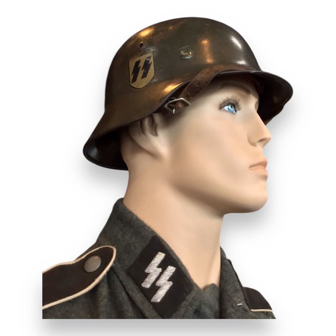 Waffen-SS M35 Double Decal Helmet ET64 – Rare Early Combat Issue | German WW2 Relic