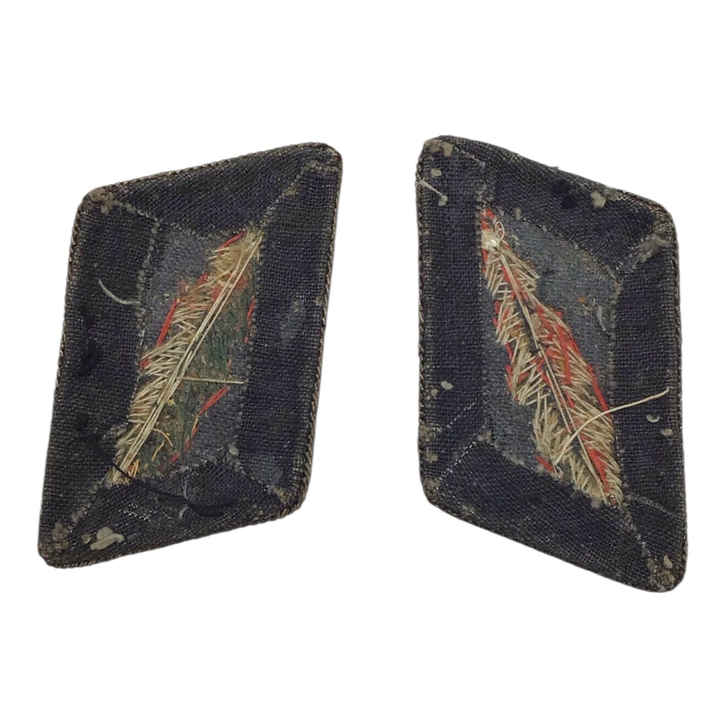 Waffen-SS Standartenfuhrer Collar Tabs, First Pattern with Brown Piping | Extremely Rare Concentration Camp Senior Command Insignia