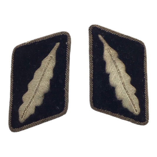 Waffen-SS Standartenfuhrer Collar Tabs, First Pattern with Brown Piping | Extremely Rare Concentration Camp Senior Command Insignia