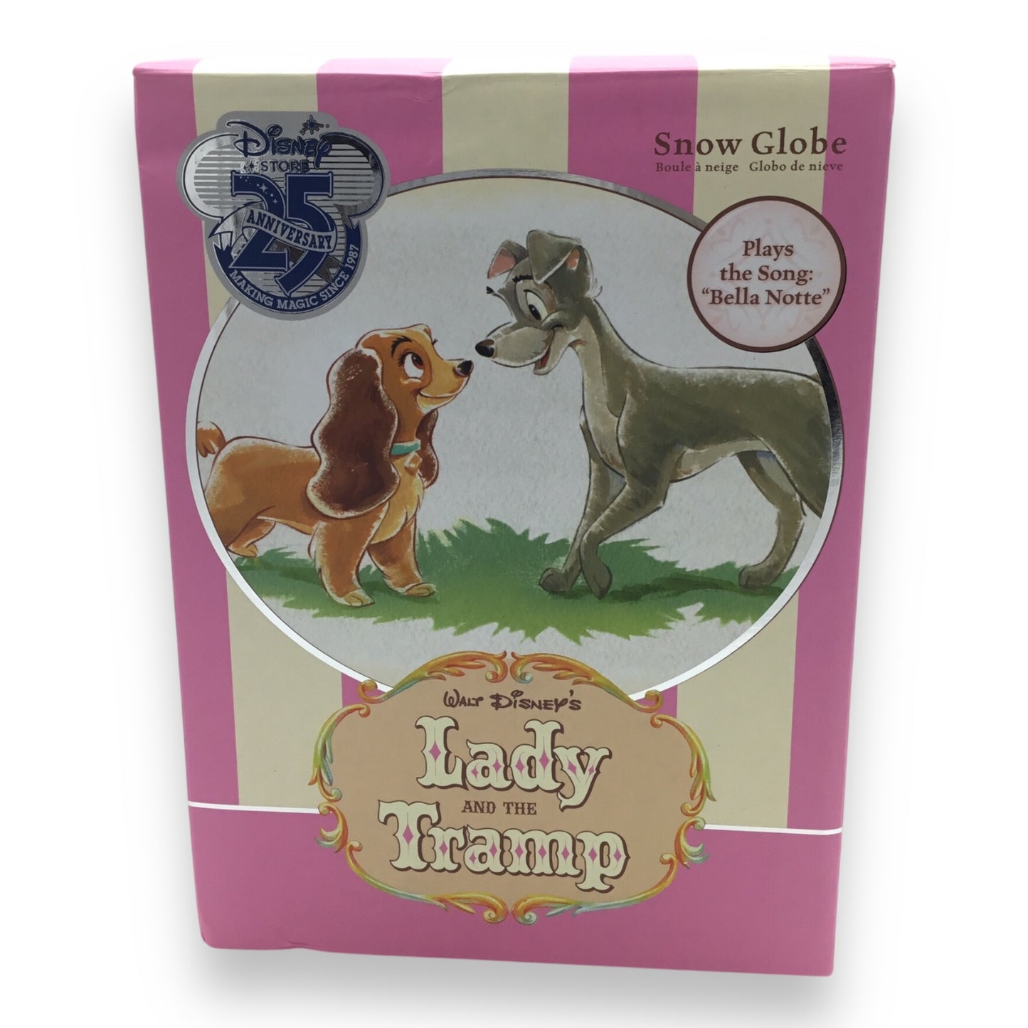 Walt Disney's Lady and the Tramp Snow Globe - 25th Anniversary