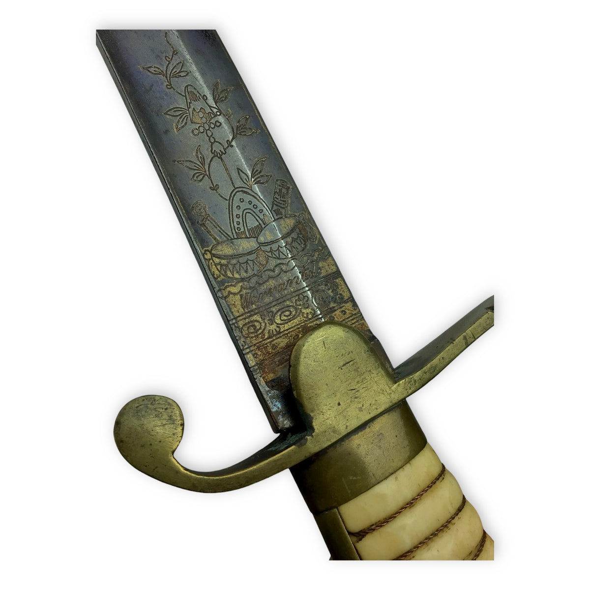 War of 1812 U.S. Cavalry Saber - Hilt, Imported Blade, Brass Sheath w/ Partial Orig. "1814" Hangers