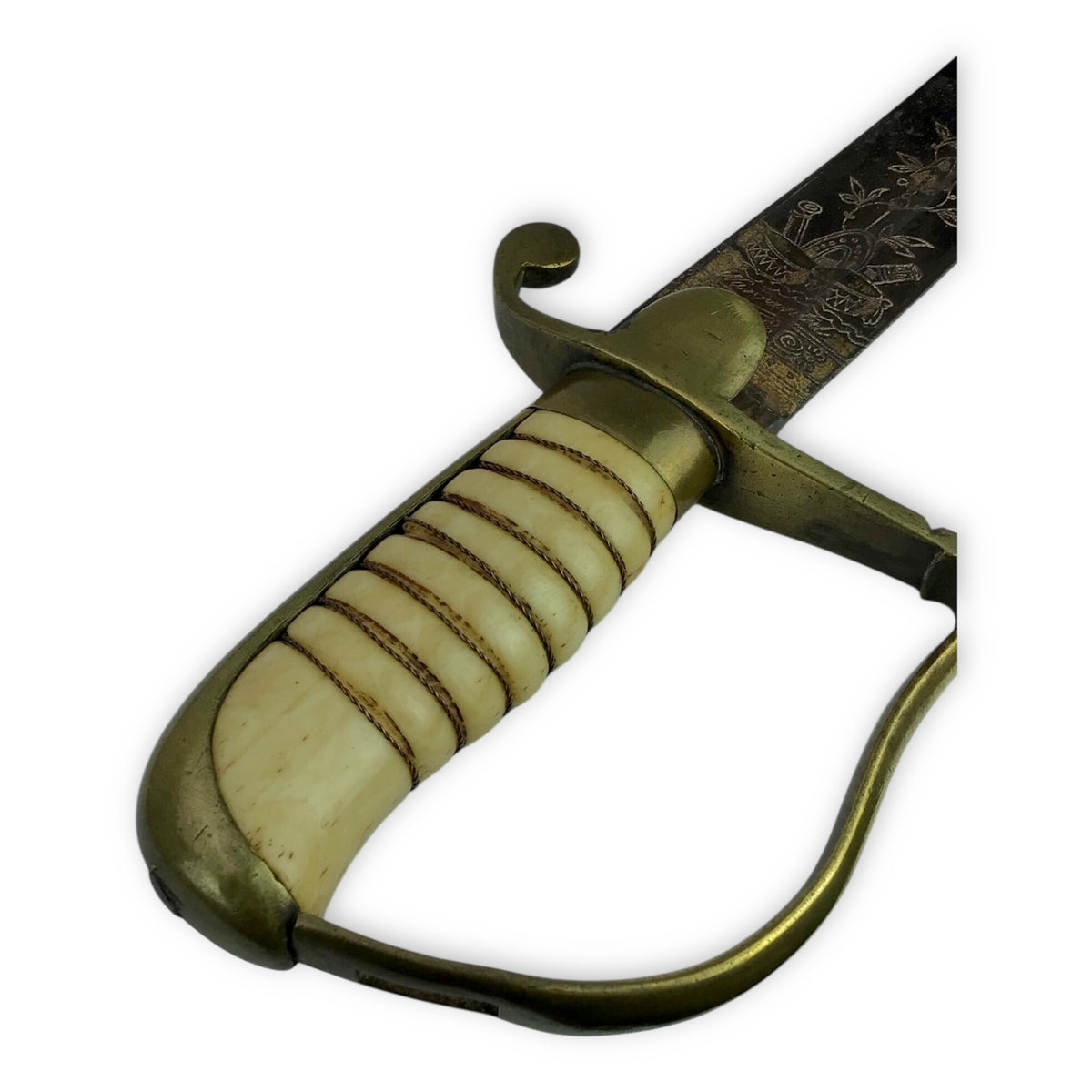 War of 1812 U.S. Cavalry Saber - Hilt, Imported Blade, Brass Sheath w/ Partial Orig. "1814" Hangers
