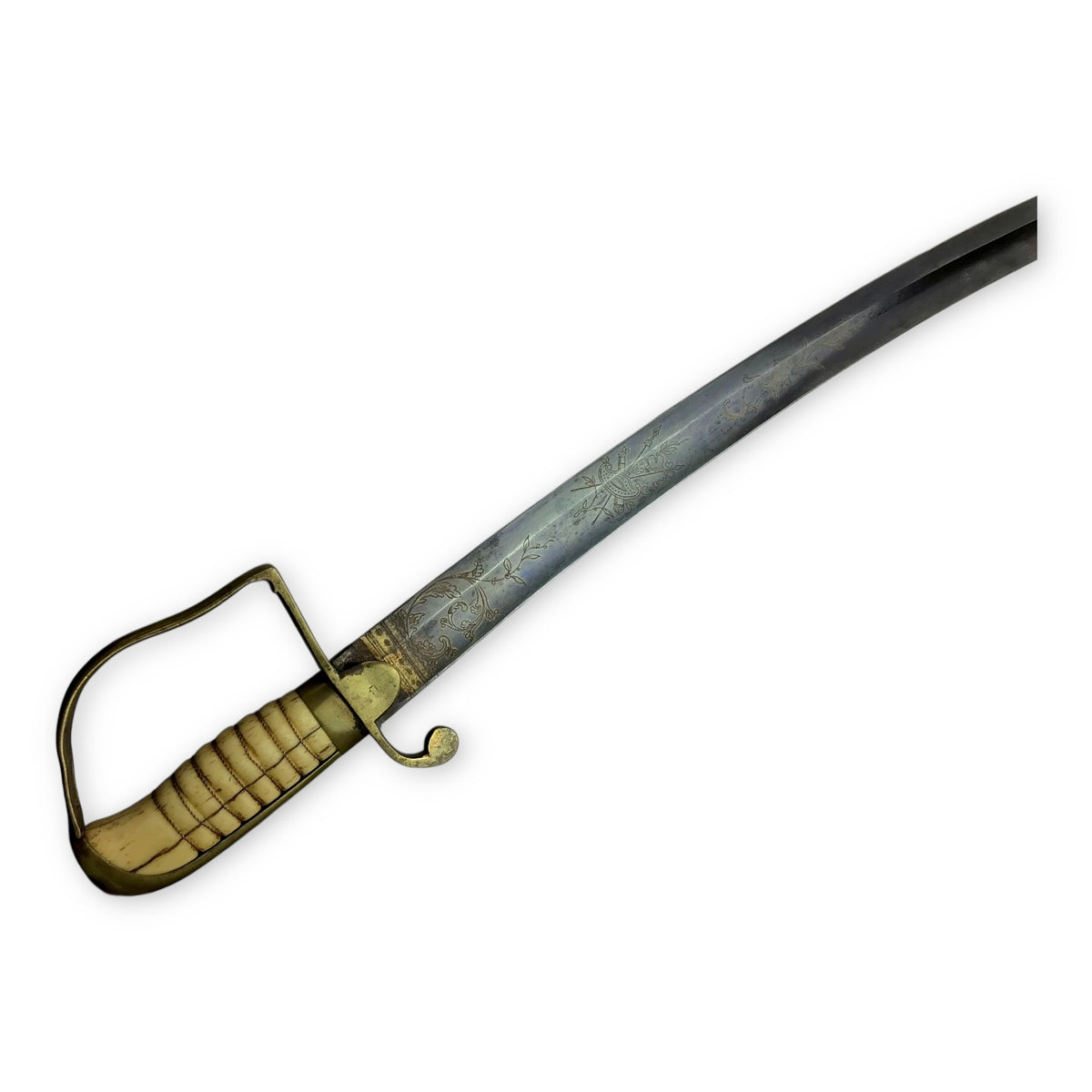 War of 1812 U.S. Cavalry Saber - Hilt, Imported Blade, Brass Sheath w/ Partial Orig. "1814" Hangers