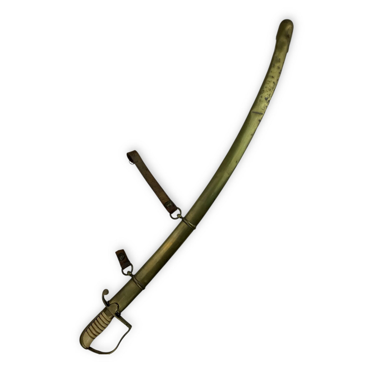 War of 1812 U.S. Cavalry Saber - Hilt, Imported Blade, Brass Sheath w/ Partial Orig. "1814" Hangers