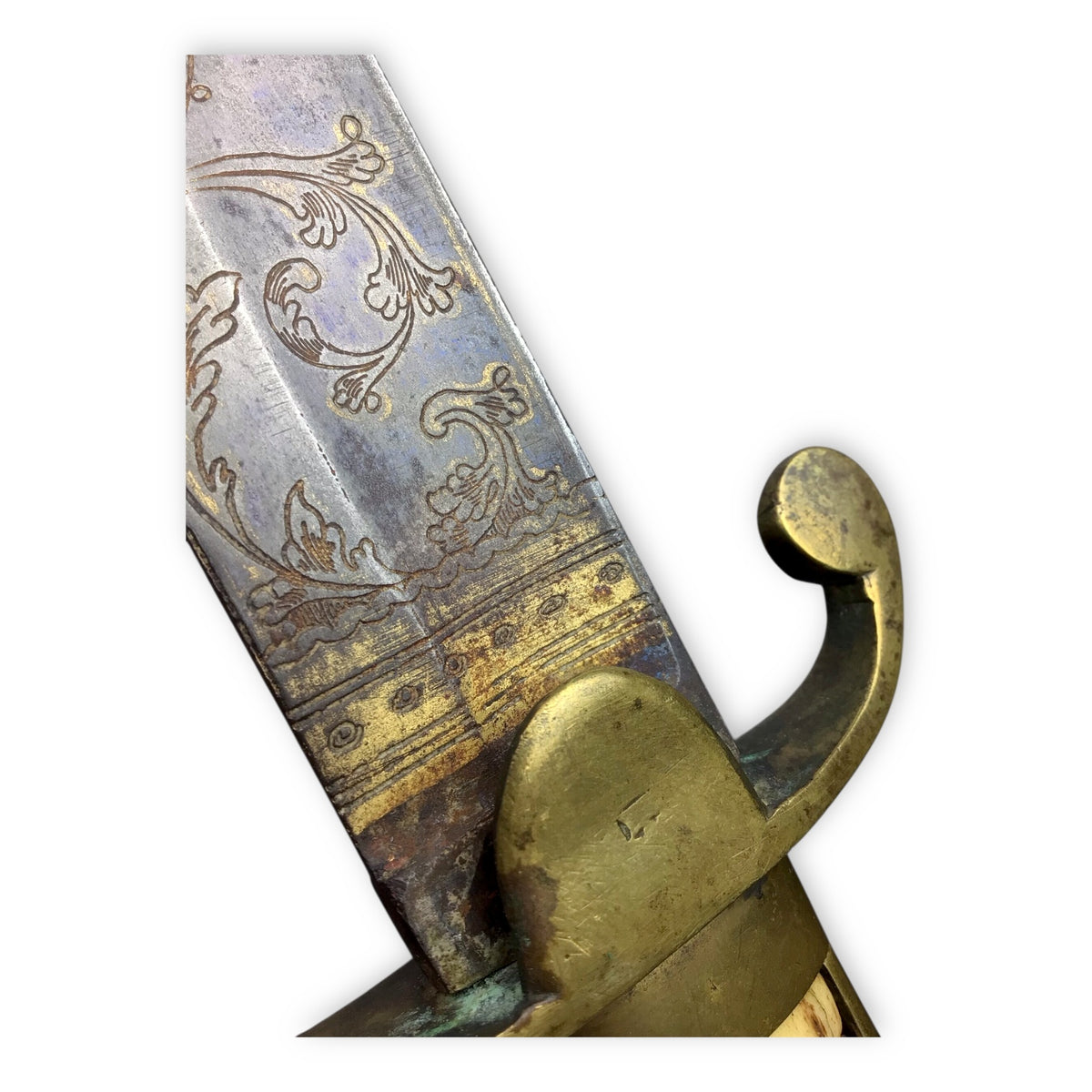 War of 1812 U.S. Cavalry Saber - Hilt, Imported Blade, Brass Sheath w/ Partial Orig. "1814" Hangers