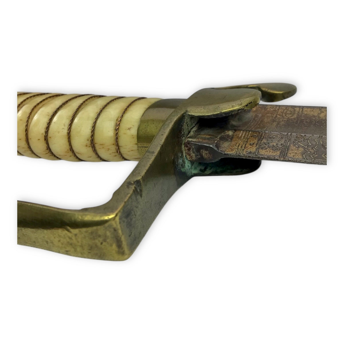 War of 1812 U.S. Cavalry Saber - Hilt, Imported Blade, Brass Sheath w/ Partial Orig. "1814" Hangers