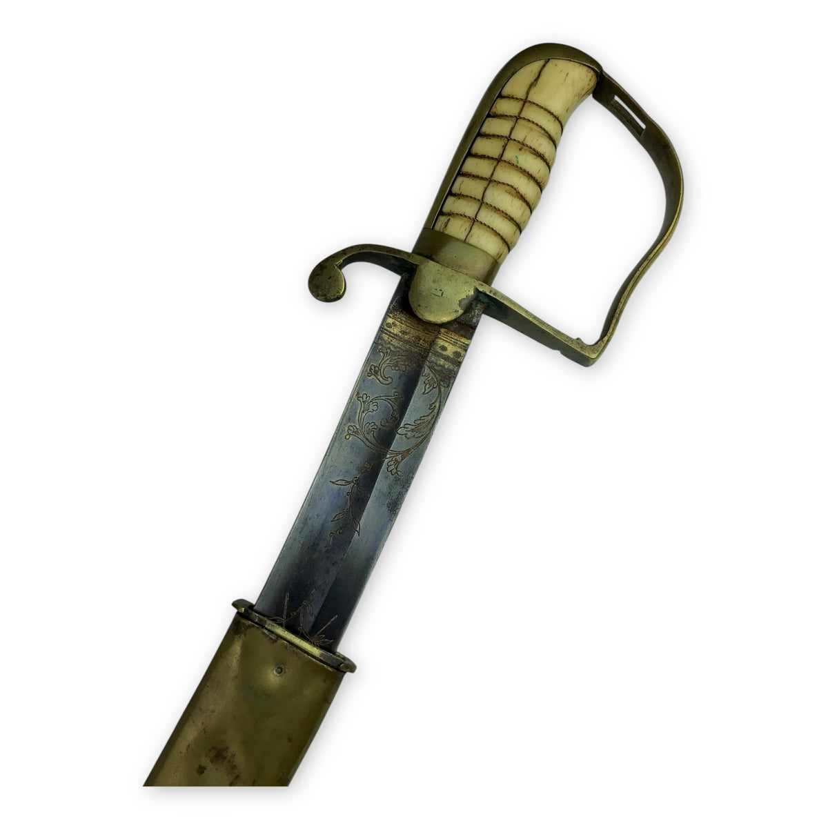 War of 1812 U.S. Cavalry Saber - Hilt, Imported Blade, Brass Sheath w/ Partial Orig. "1814" Hangers