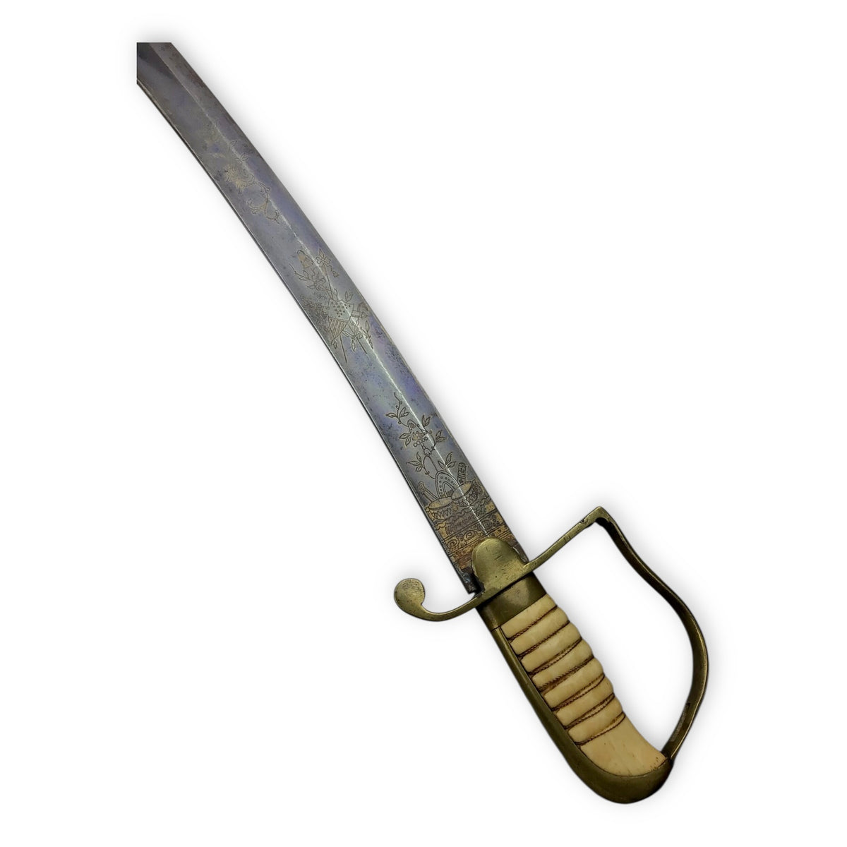 War of 1812 U.S. Cavalry Saber - Hilt, Imported Blade, Brass Sheath w/ Partial Orig. "1814" Hangers
