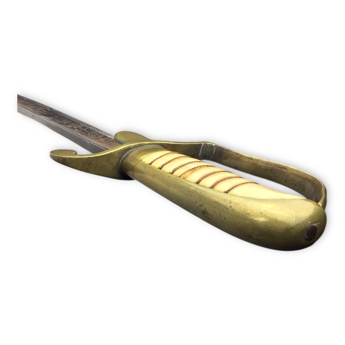 War of 1812 U.S. Cavalry Saber - Hilt, Imported Blade, Brass Sheath w/ Partial Orig. "1814" Hangers
