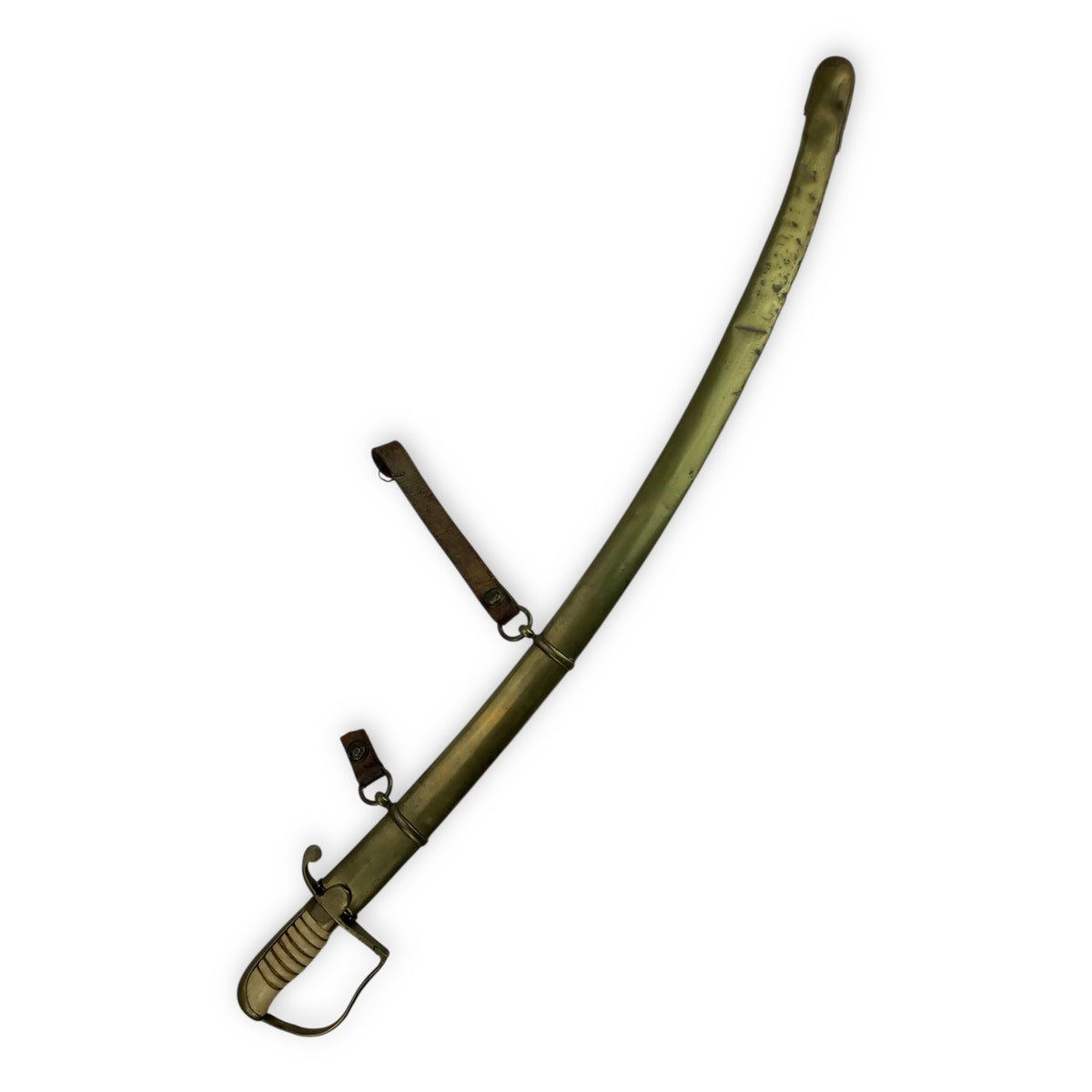 War of 1812 U.S. Cavalry Saber - Hilt, Imported Blade, Brass Sheath w/ Partial Orig. "1814" Hangers