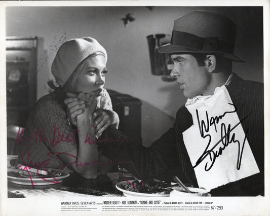 Warren Beatty & Faye Dunaway Signed Movie Promo 8x10 in Bonnie and Clyde