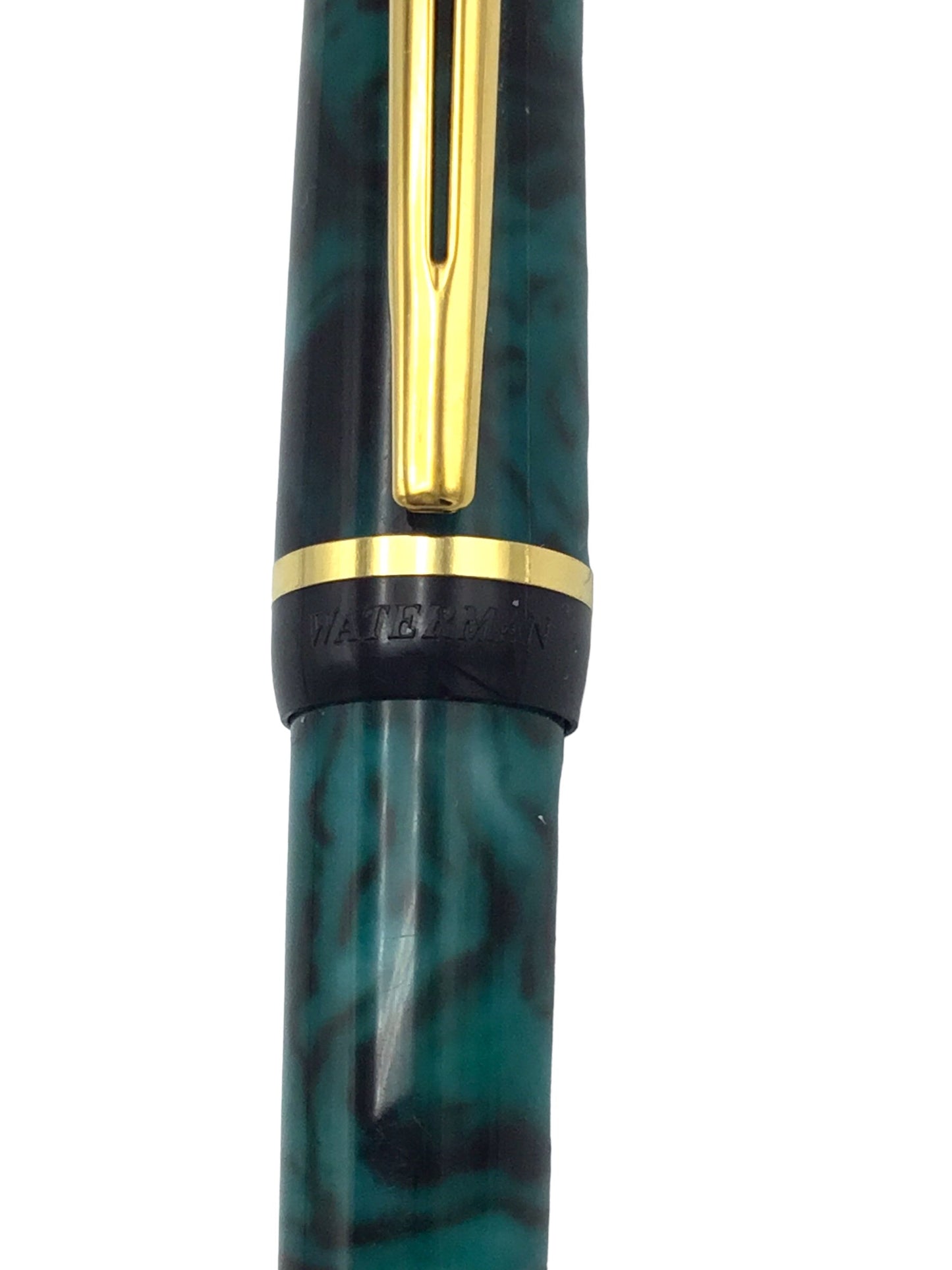 Waterman "Phileas" green and black marbleized ballpoint pen, with twist mechanism