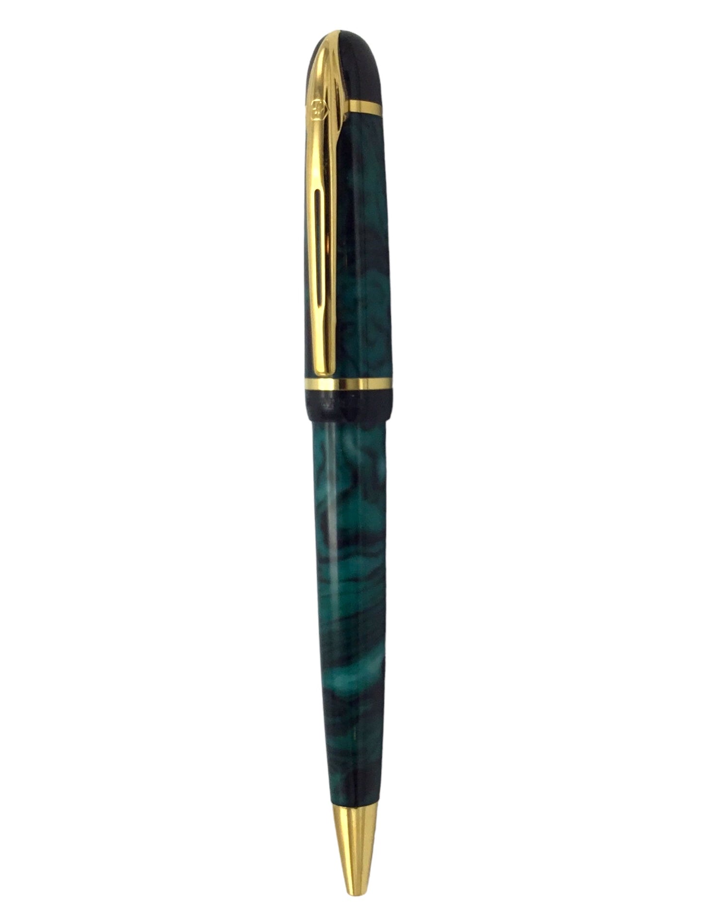 Waterman "Phileas" green and black marbleized ballpoint pen, with twist mechanism