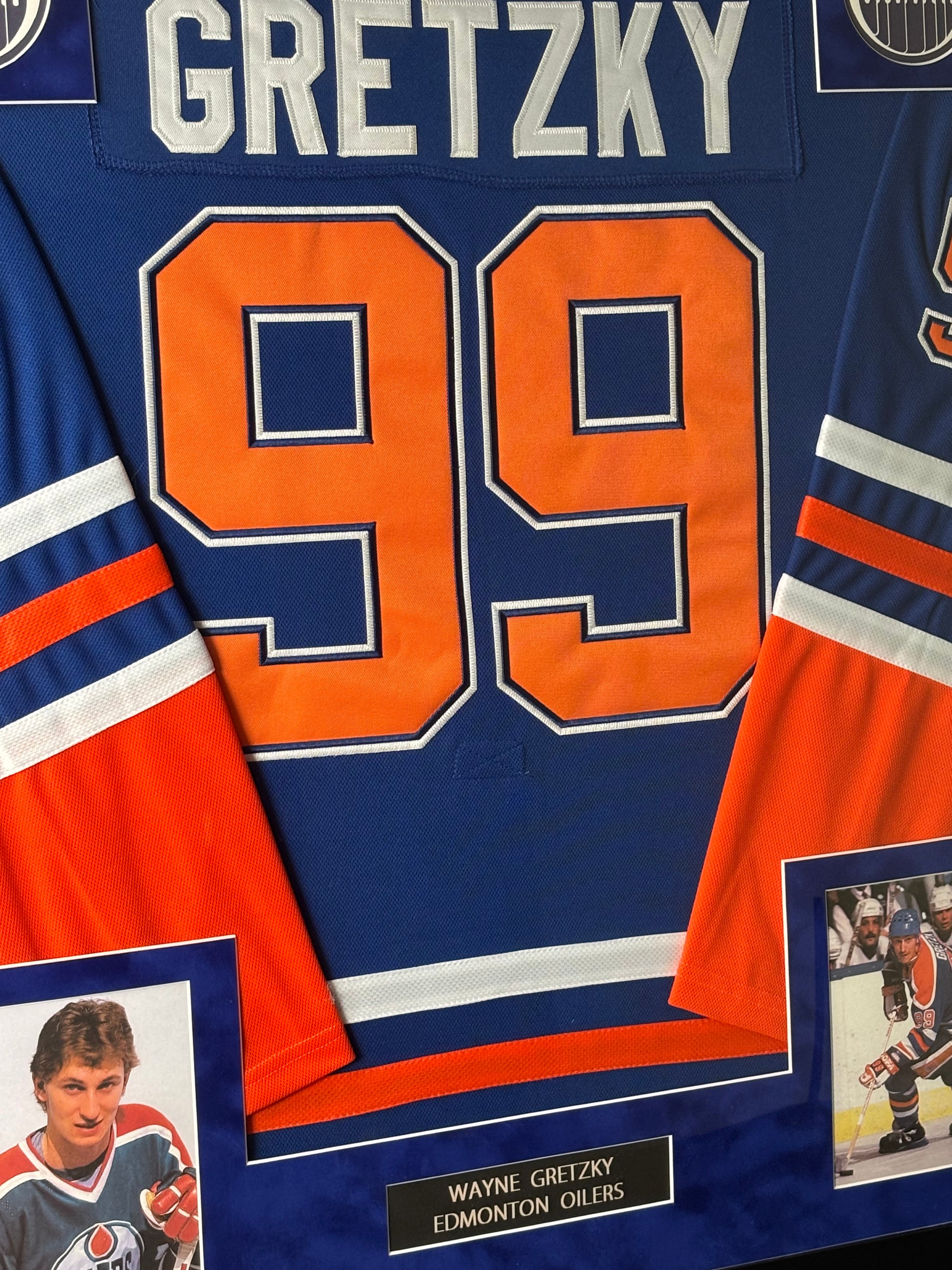 Wayne Gretzky Framed Edmonton Oilers Jersey w/ Action Photos and Plaque
