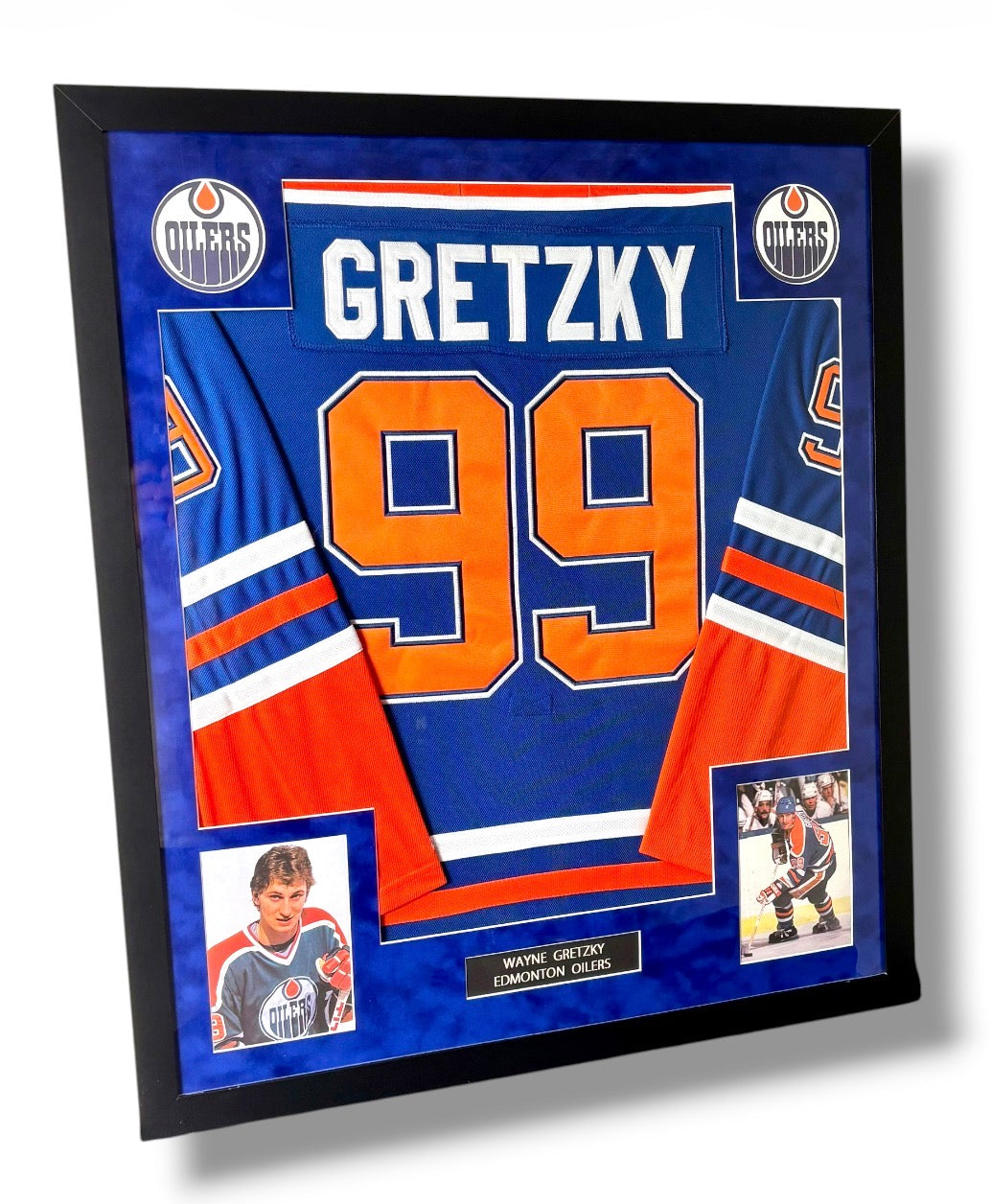 Wayne Gretzky Framed Edmonton Oilers Jersey w/ Action Photos and Plaque