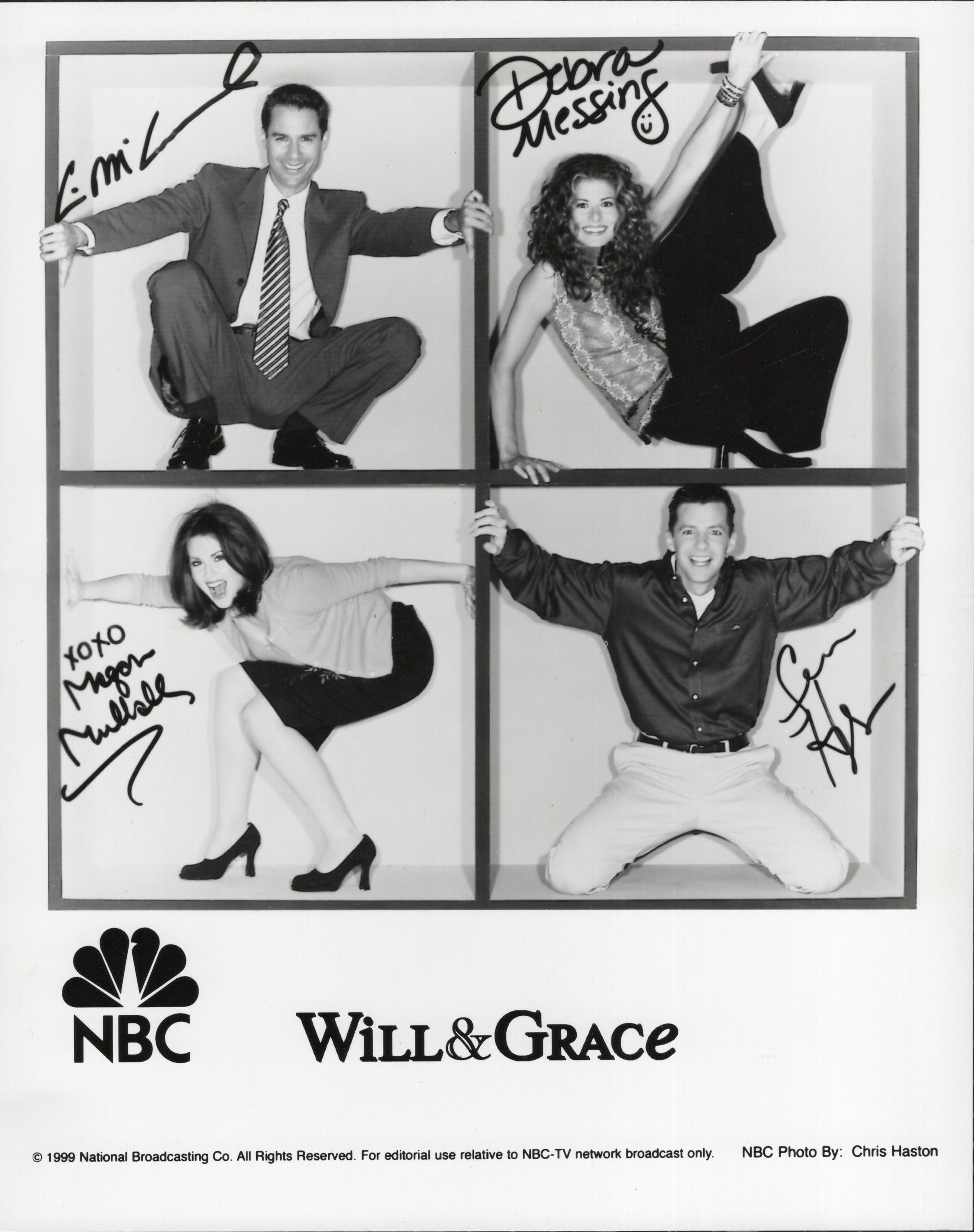 Will & Grace Signed Photo 8x10, Entire Cast Autographs NBC Promo Rare