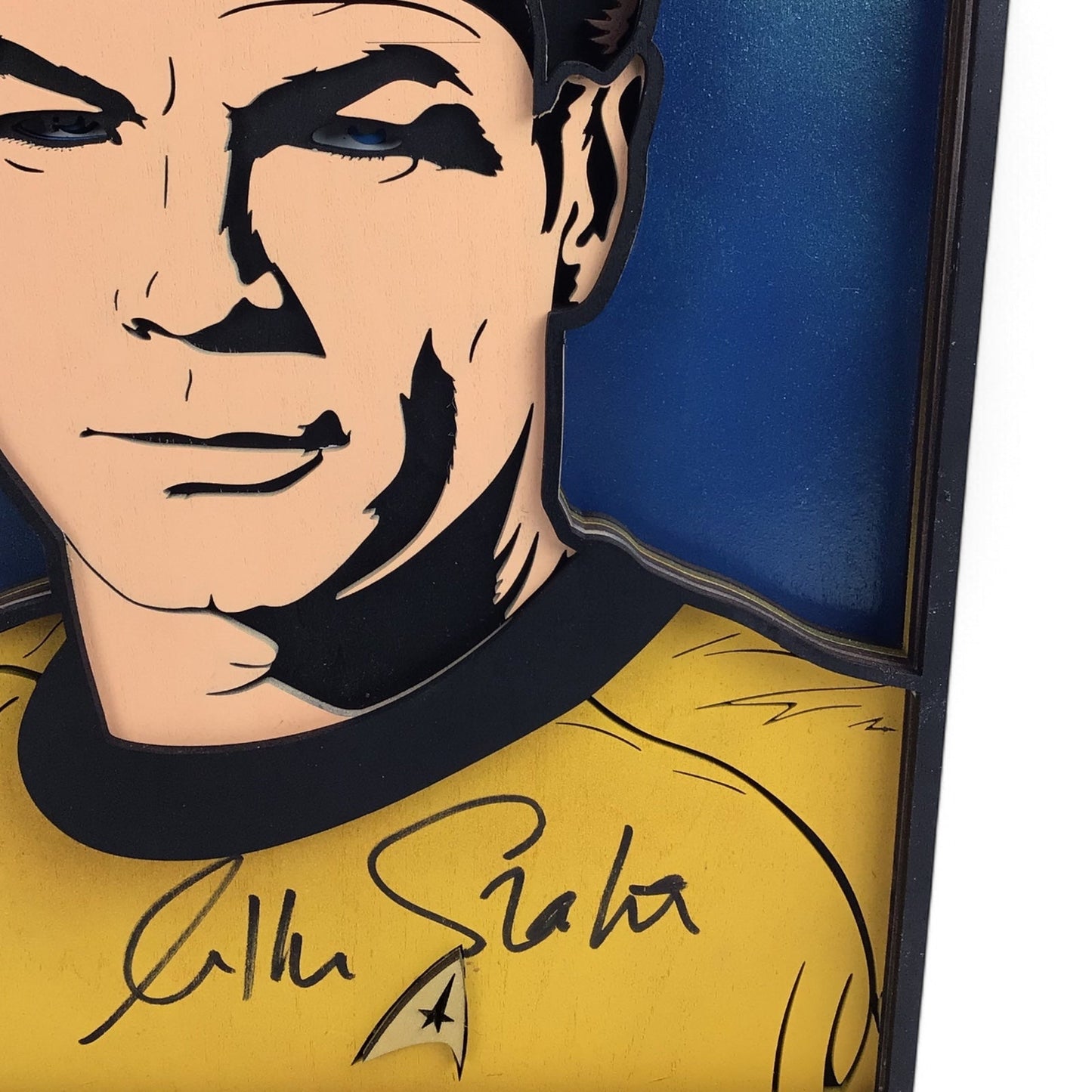 William Shatner Signed Custom Star Trek Captain Kirk Wooden Artwork – JSA Cert