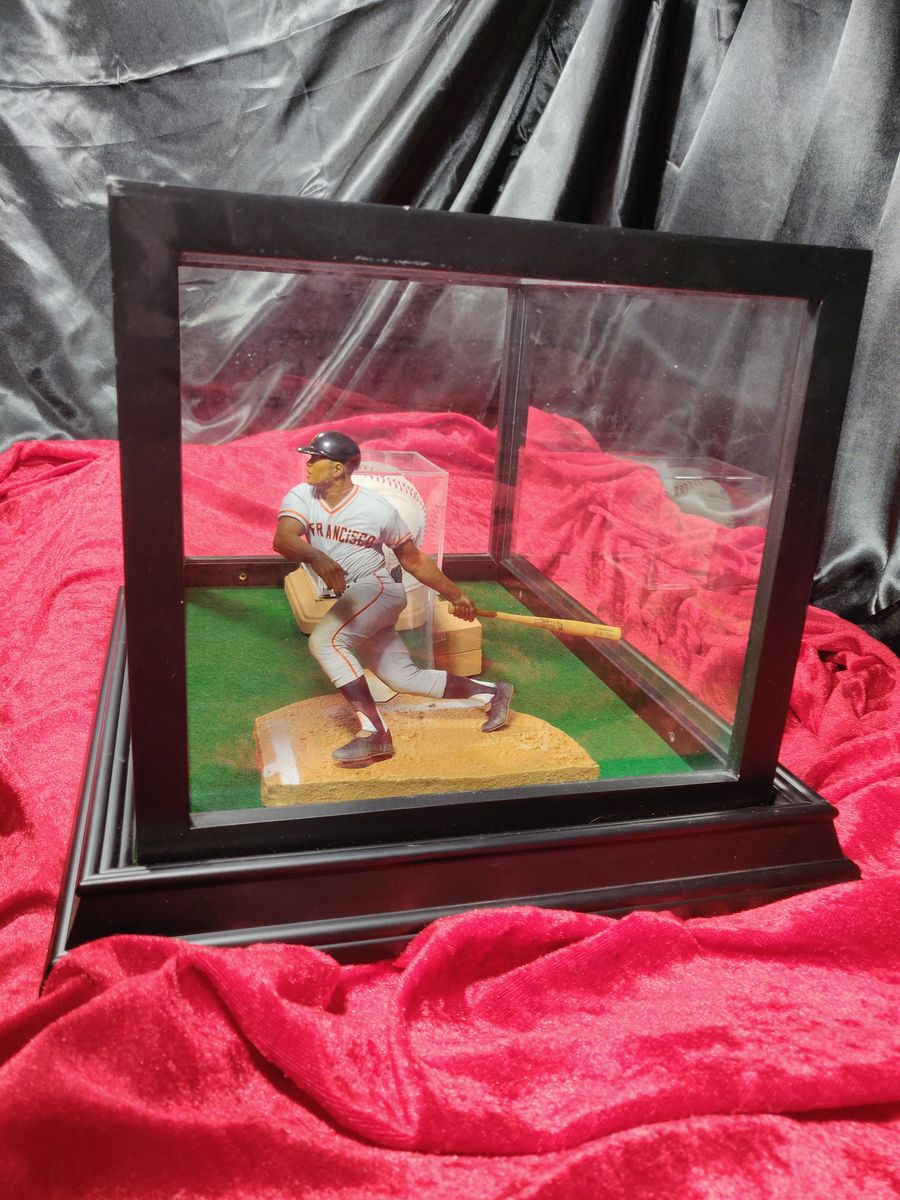 Willie Mays Shadowbox w/ Signed Baseball, Card, and Figure