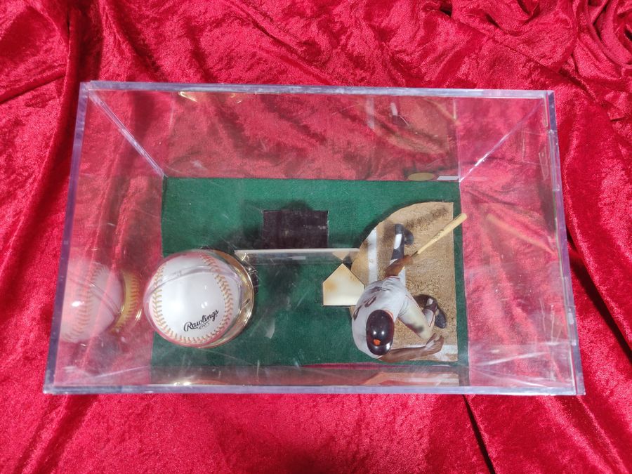 Willie Mays Shadowbox w/ Signed Baseball, Card, and Figure